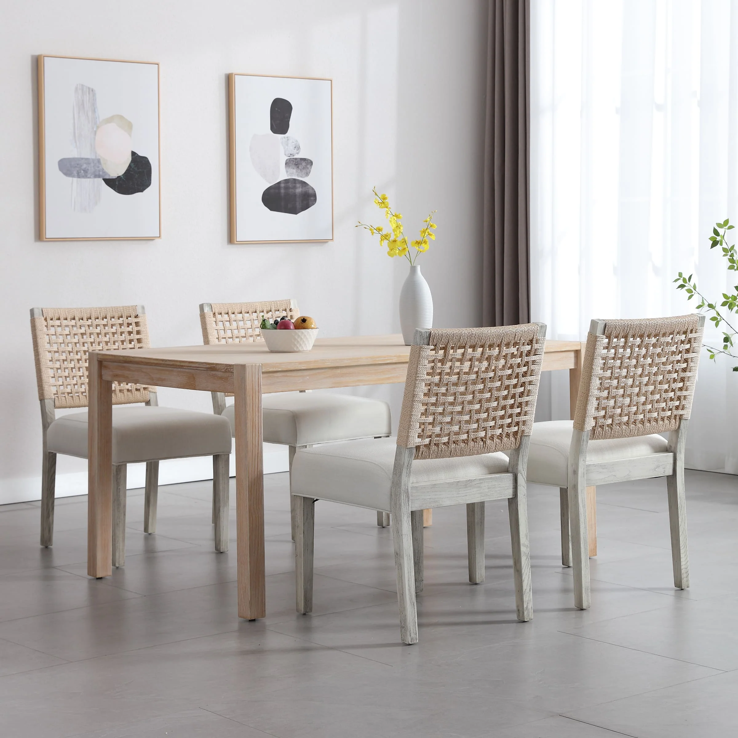 Low Woven Rope Back Dining Chairs Set of 2 - 2227DC - Image 3