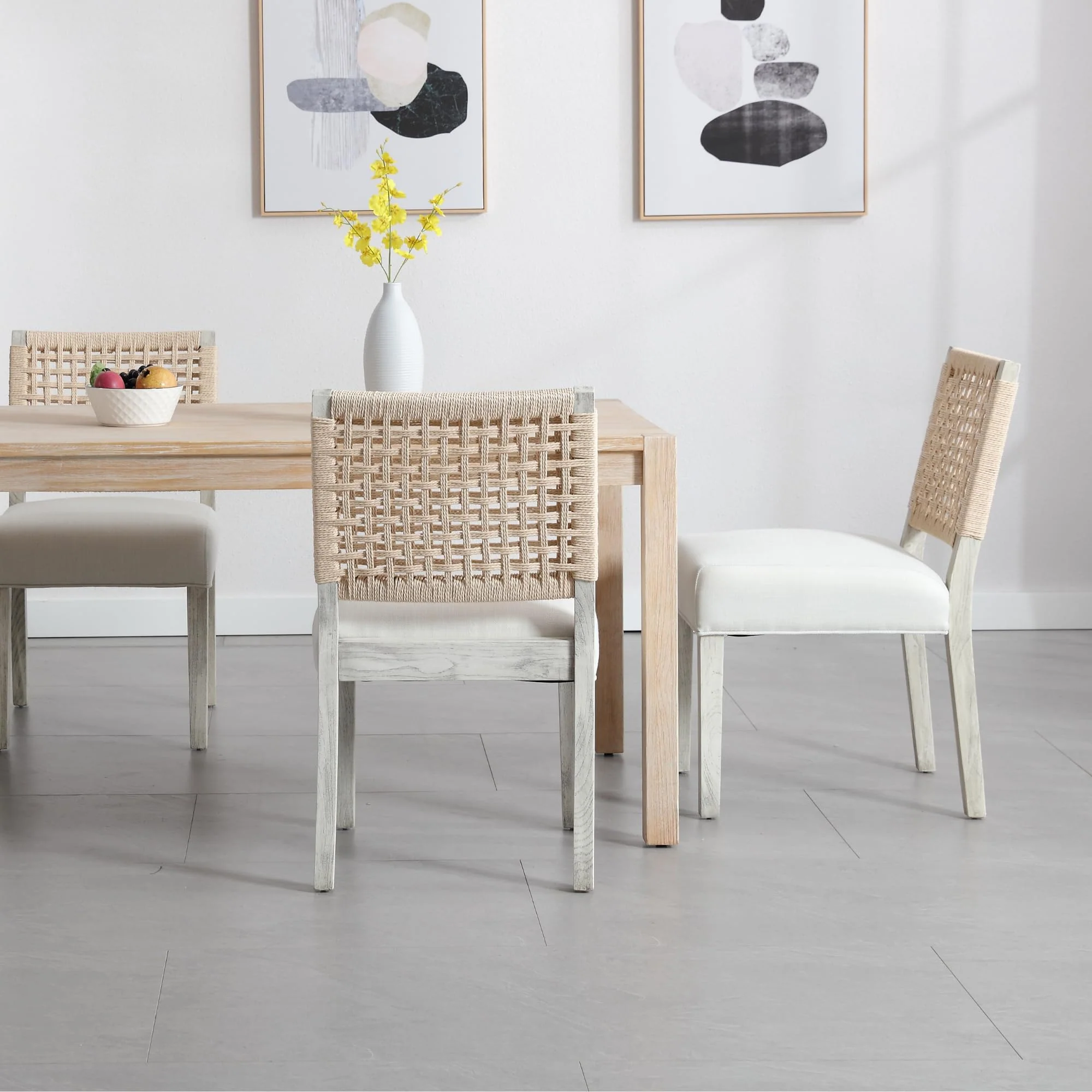 Low Woven Rope Back Dining Chairs Set of 2 - 2227DC - Image 4