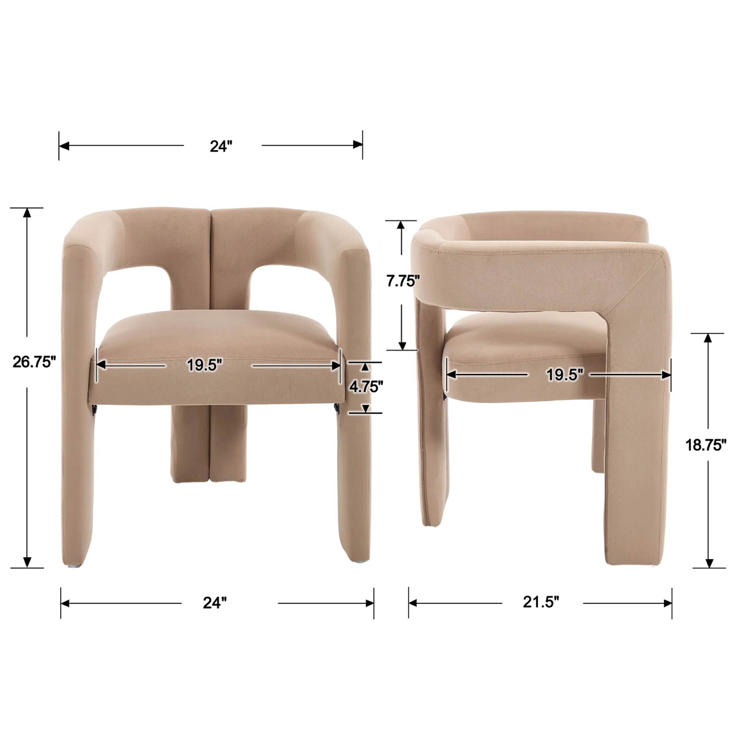 Modern Barrel Dining Chairs Set of 2 - 32003DC - Image 8