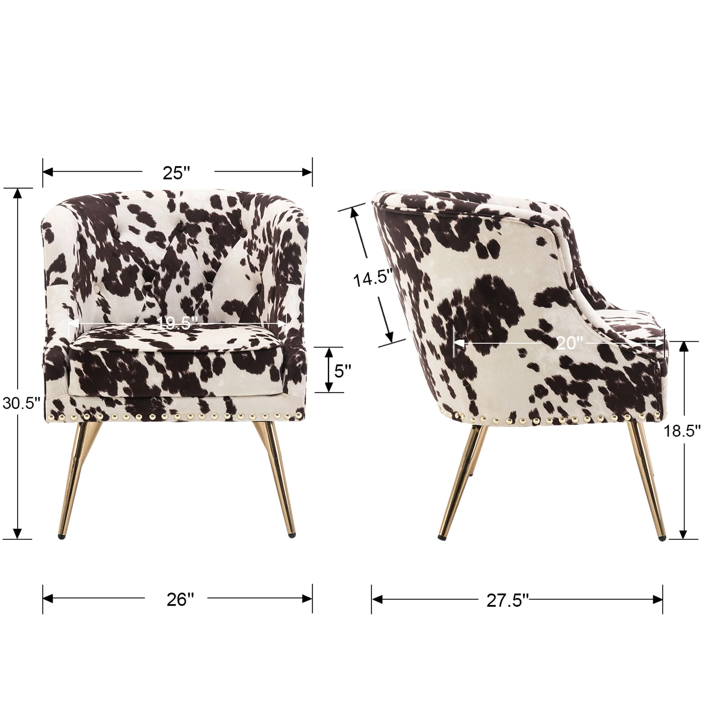Modern Cow Accent Chair 1 PCS - 8695AC - Image 11