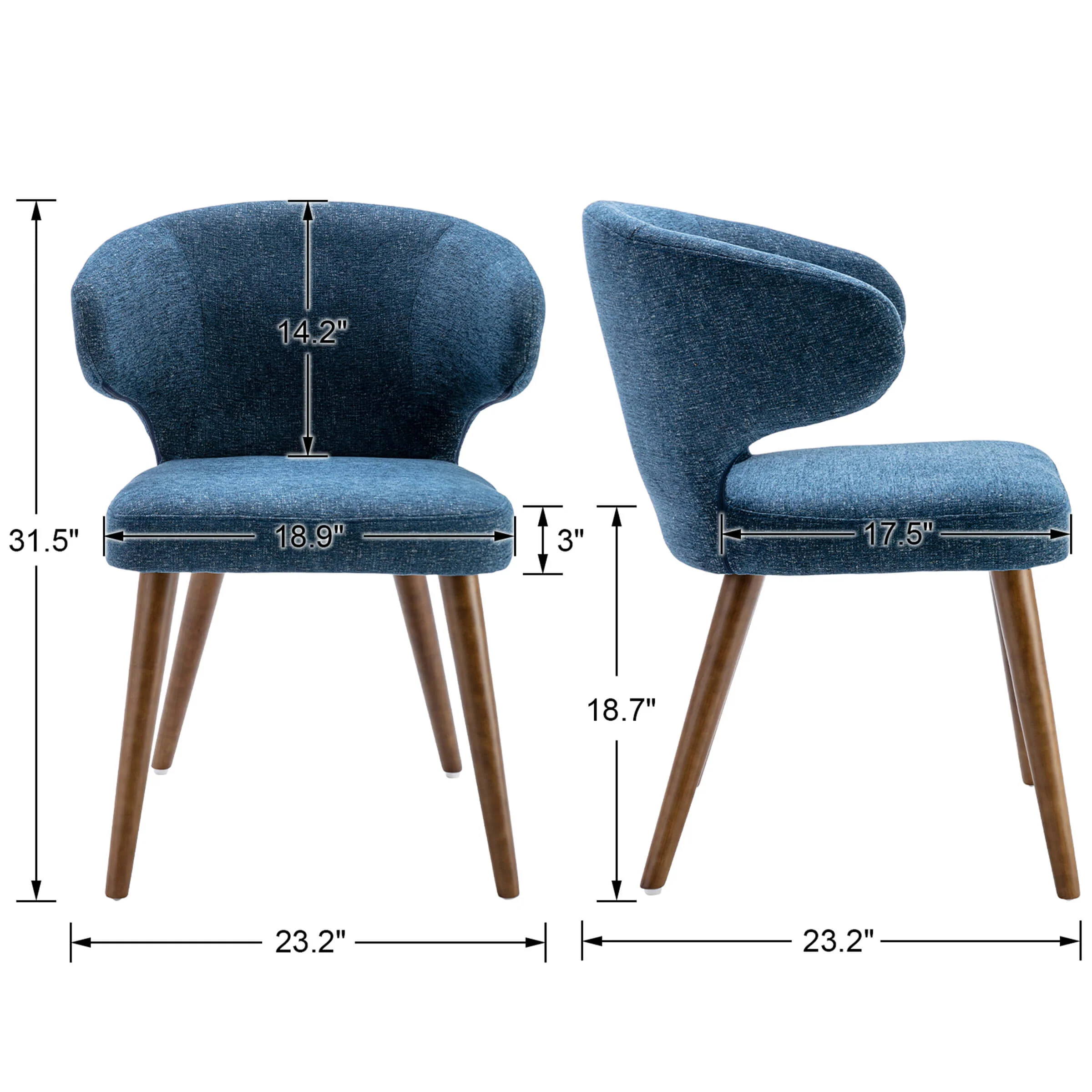 Modern Curved Armless Chairs Set of 2 - 8279DC - Image 9