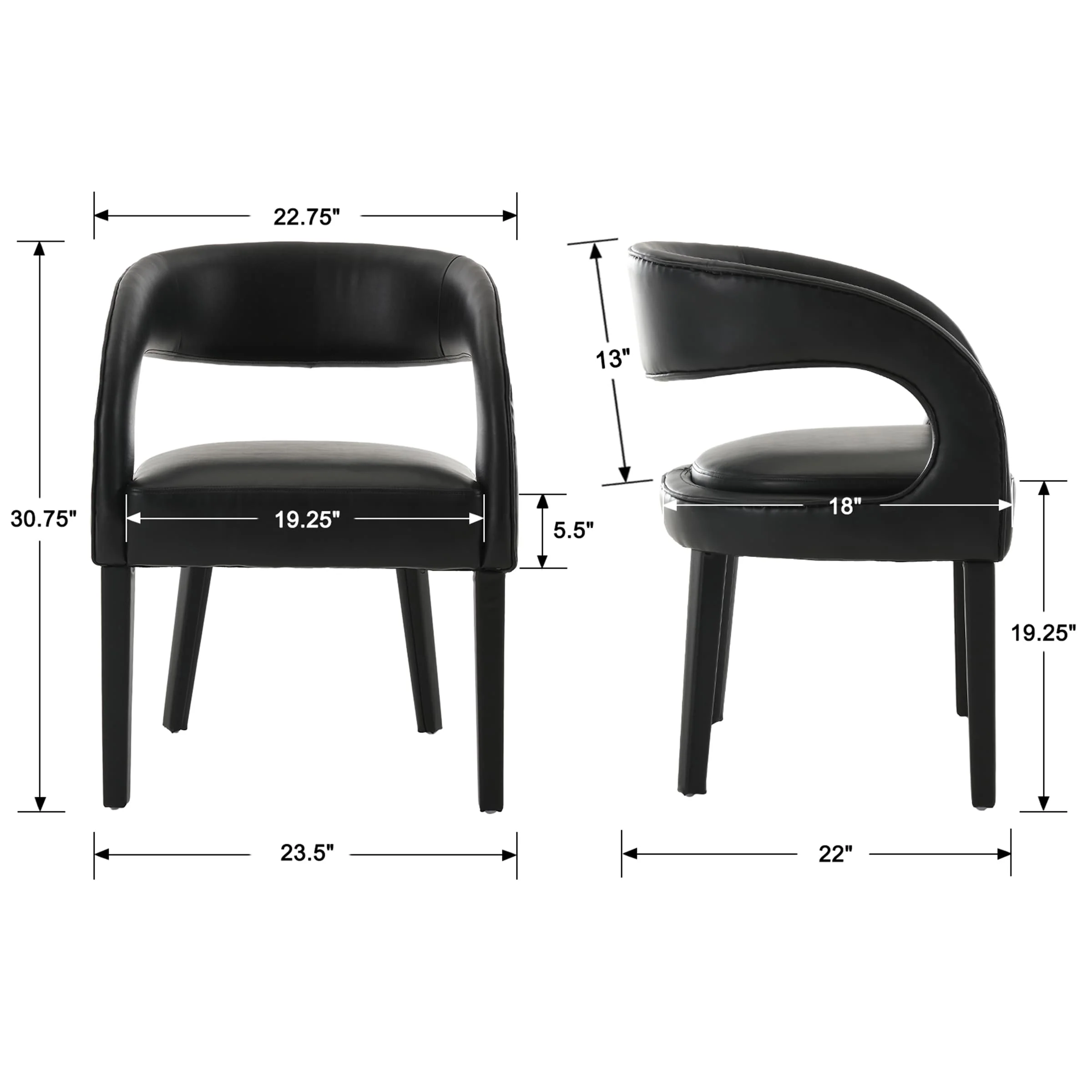 Modern Sloped Arms Chairs Set of 2 - 1944DC - Image 15