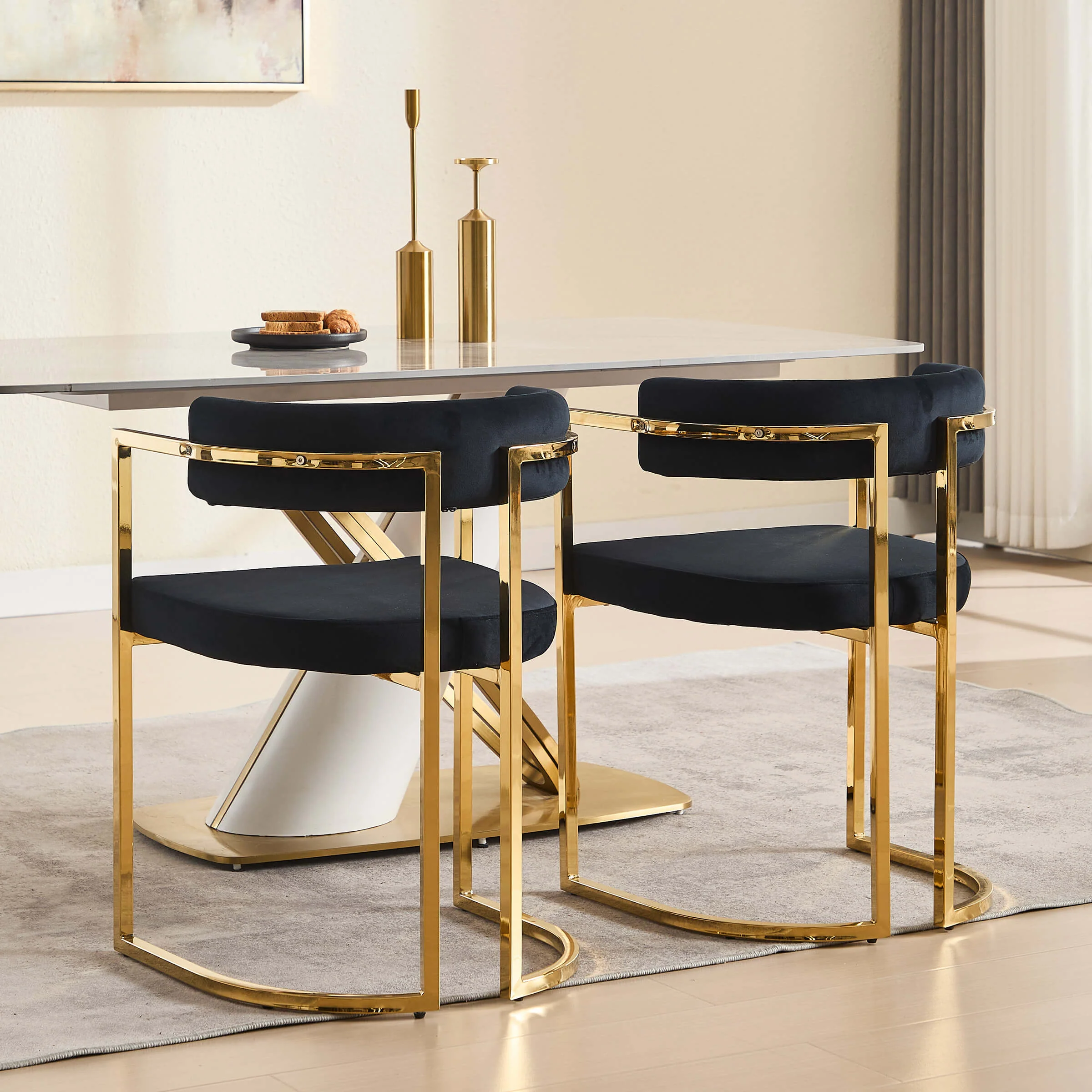 Upholstered Metal Frame Dining Chairs Set of 2 - 323DC - Image 10