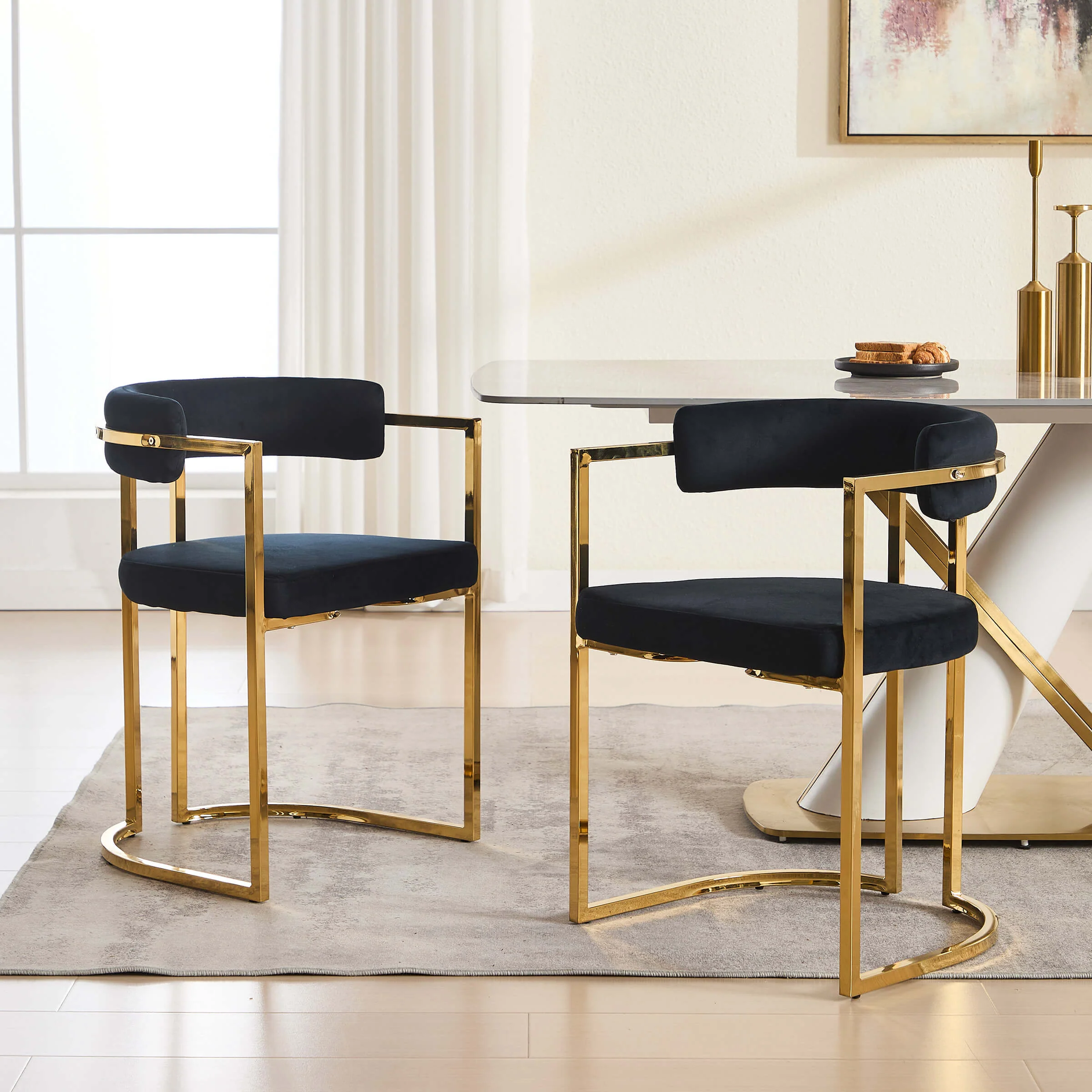 Upholstered Metal Frame Dining Chairs Set of 2 - 323DC - Image 11
