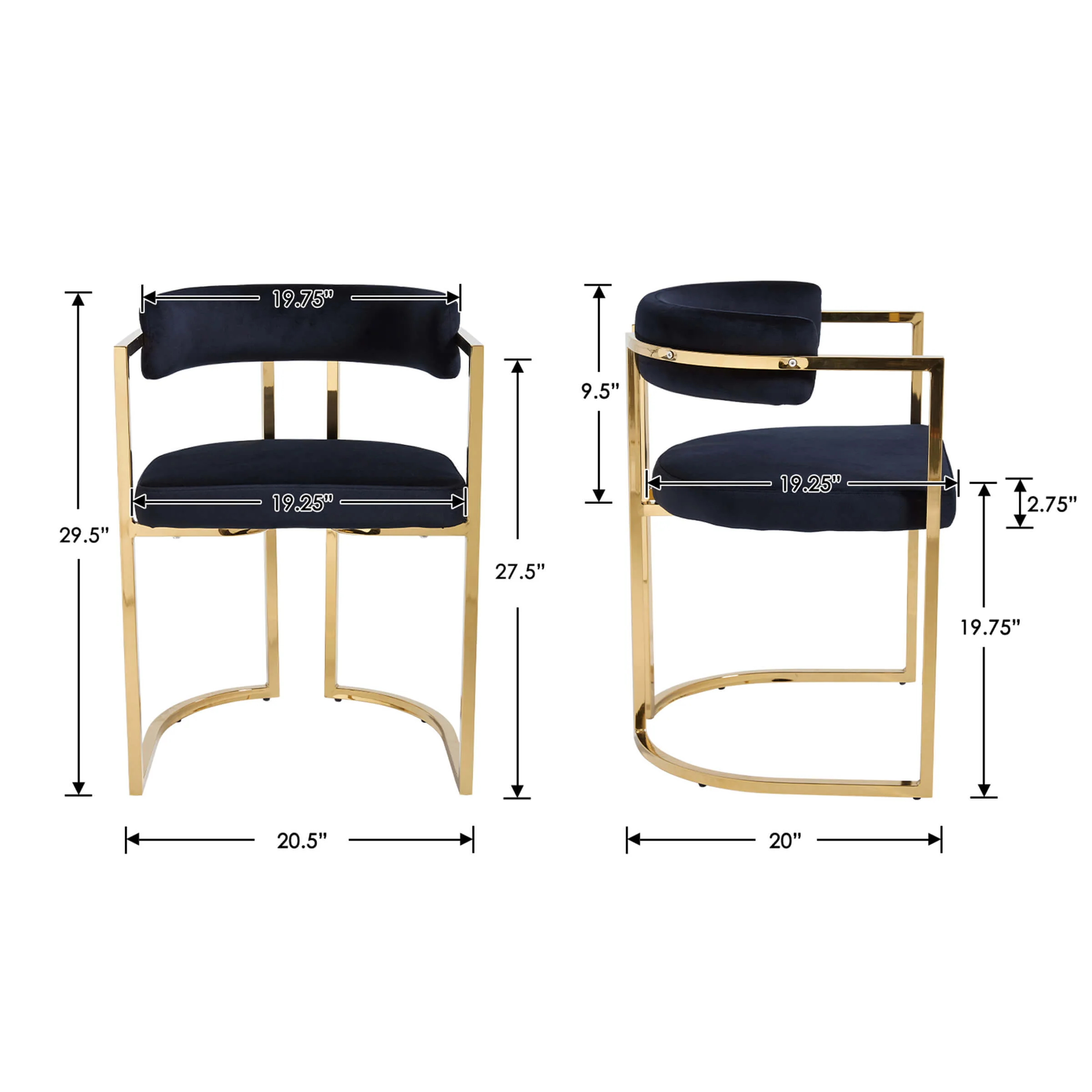 Upholstered Metal Frame Dining Chairs Set of 2 - 323DC - Image 15