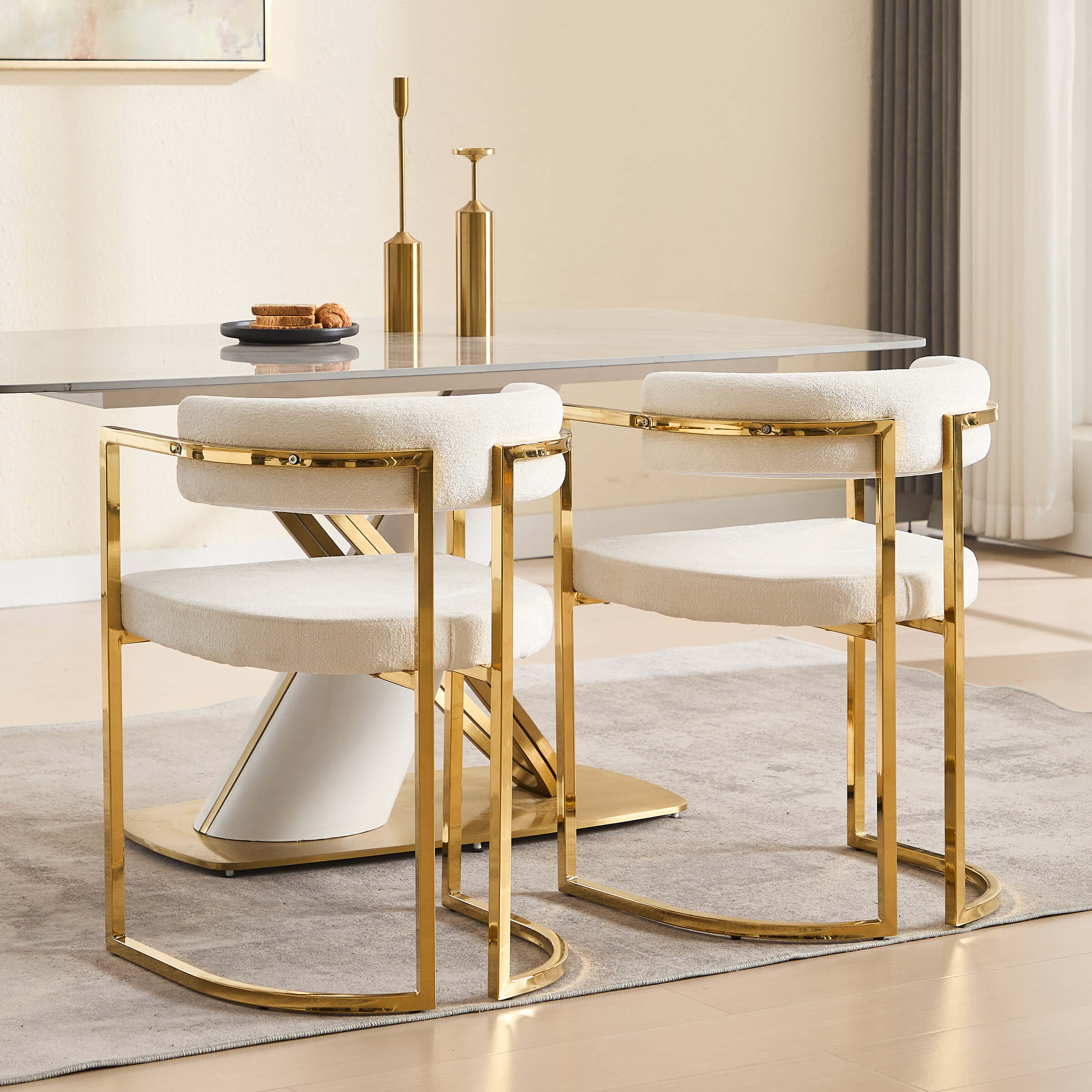 Upholstered Metal Frame Dining Chairs Set of 2 - 323DC - Image 2
