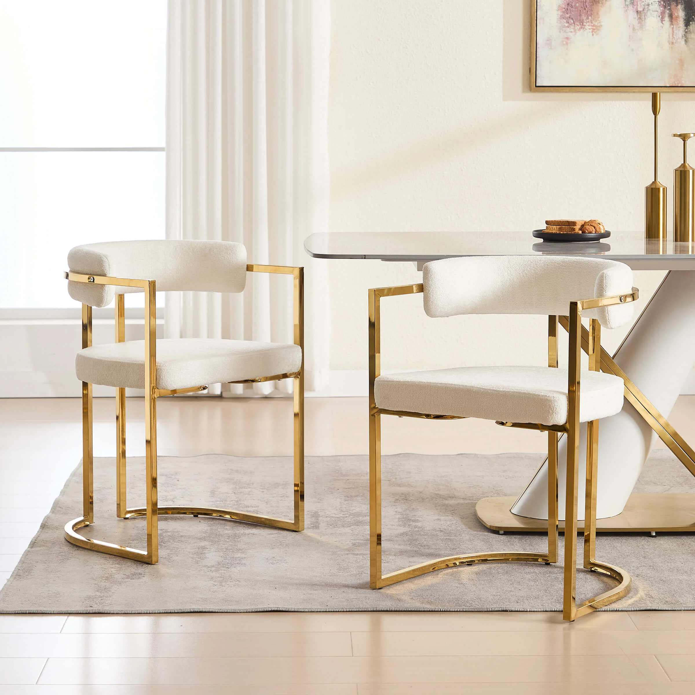 Upholstered Metal Frame Dining Chairs Set of 2 - 323DC - Image 3