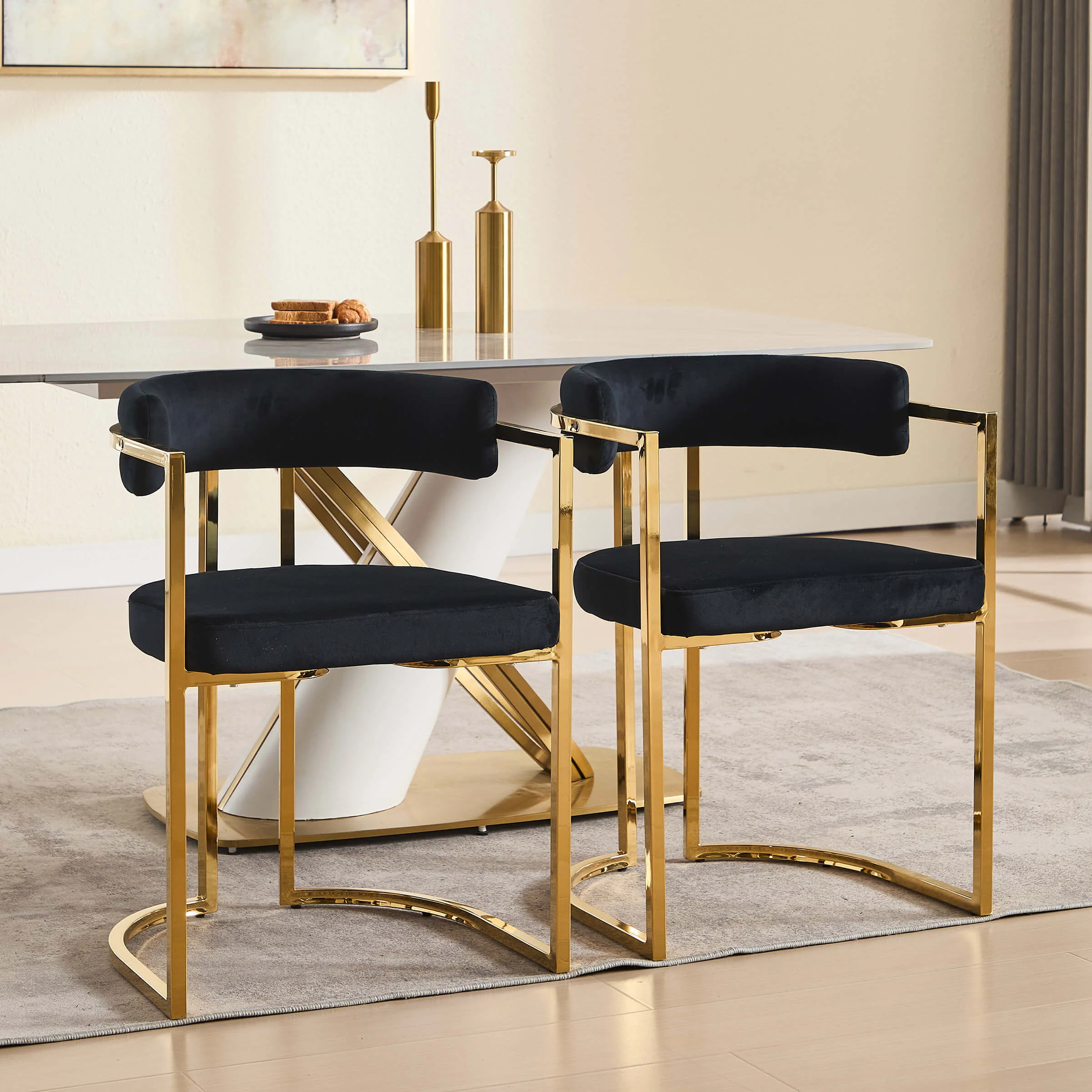 Upholstered Metal Frame Dining Chairs Set of 2 - 323DC - Image 9