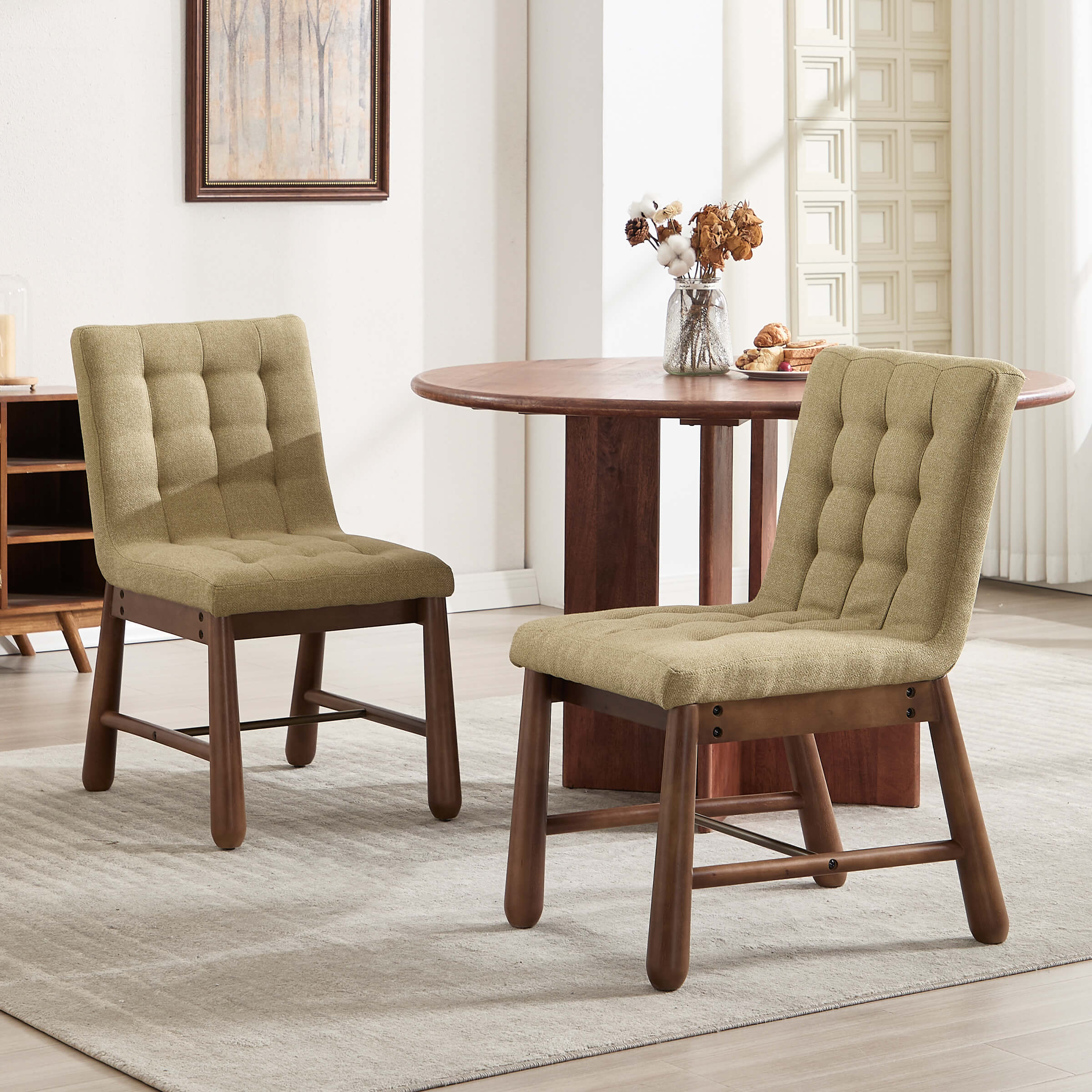 Upholstered Tufted Dining Chairs Set of 2 - 10091DC - Image 11