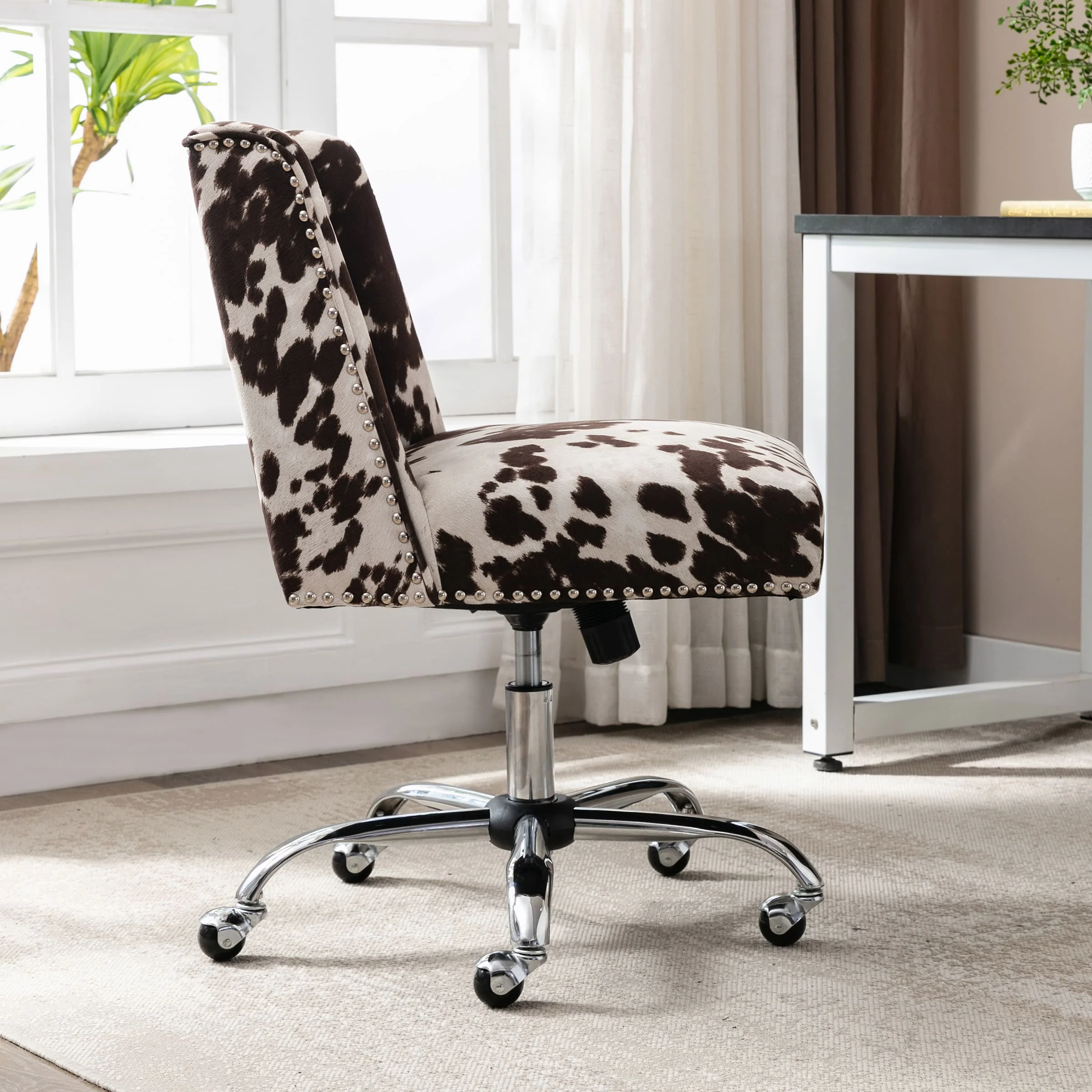 Swivel Cow Print Home Office Chair - 9024OC - Image 3