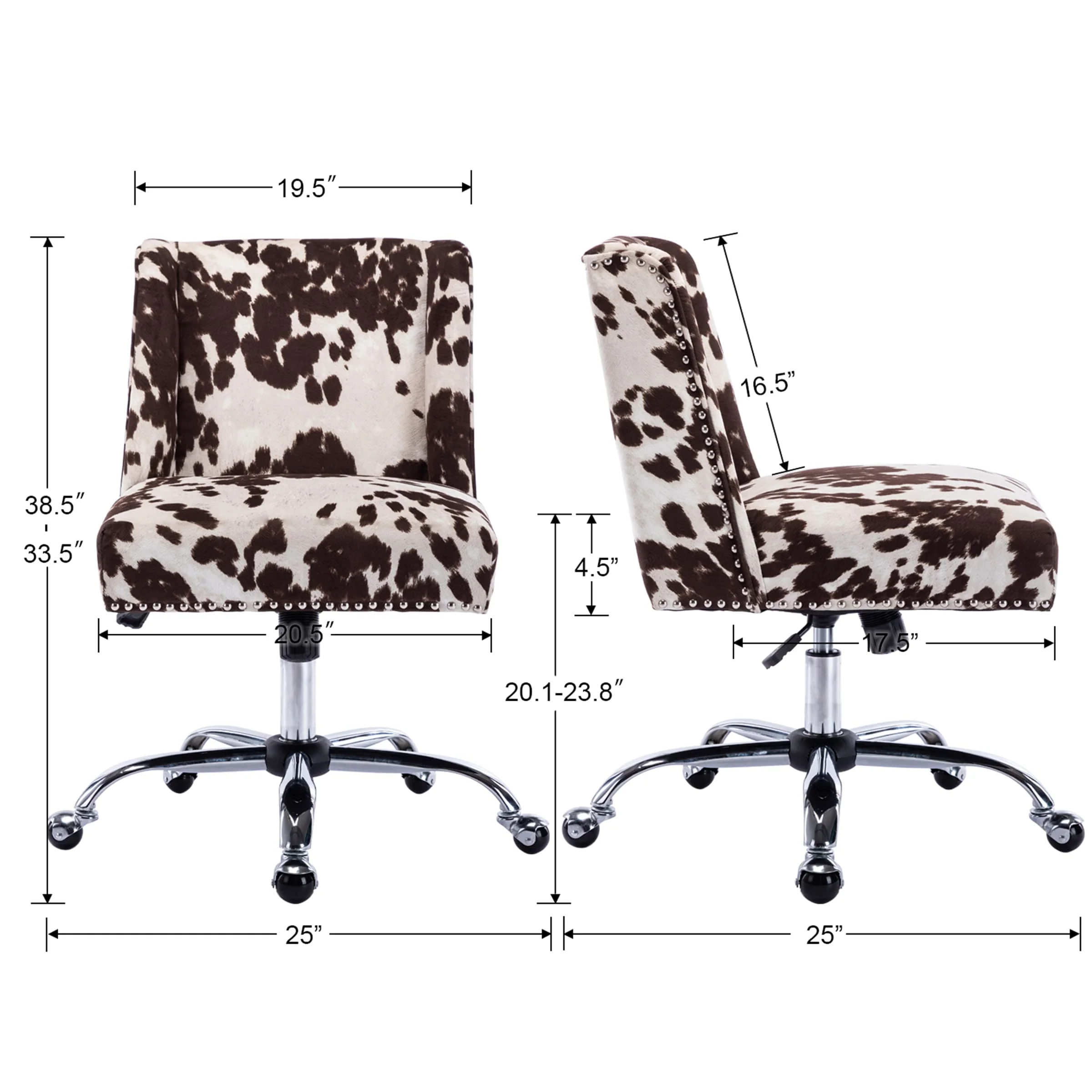 Swivel Cow Print Home Office Chair - 9024OC - Image 7
