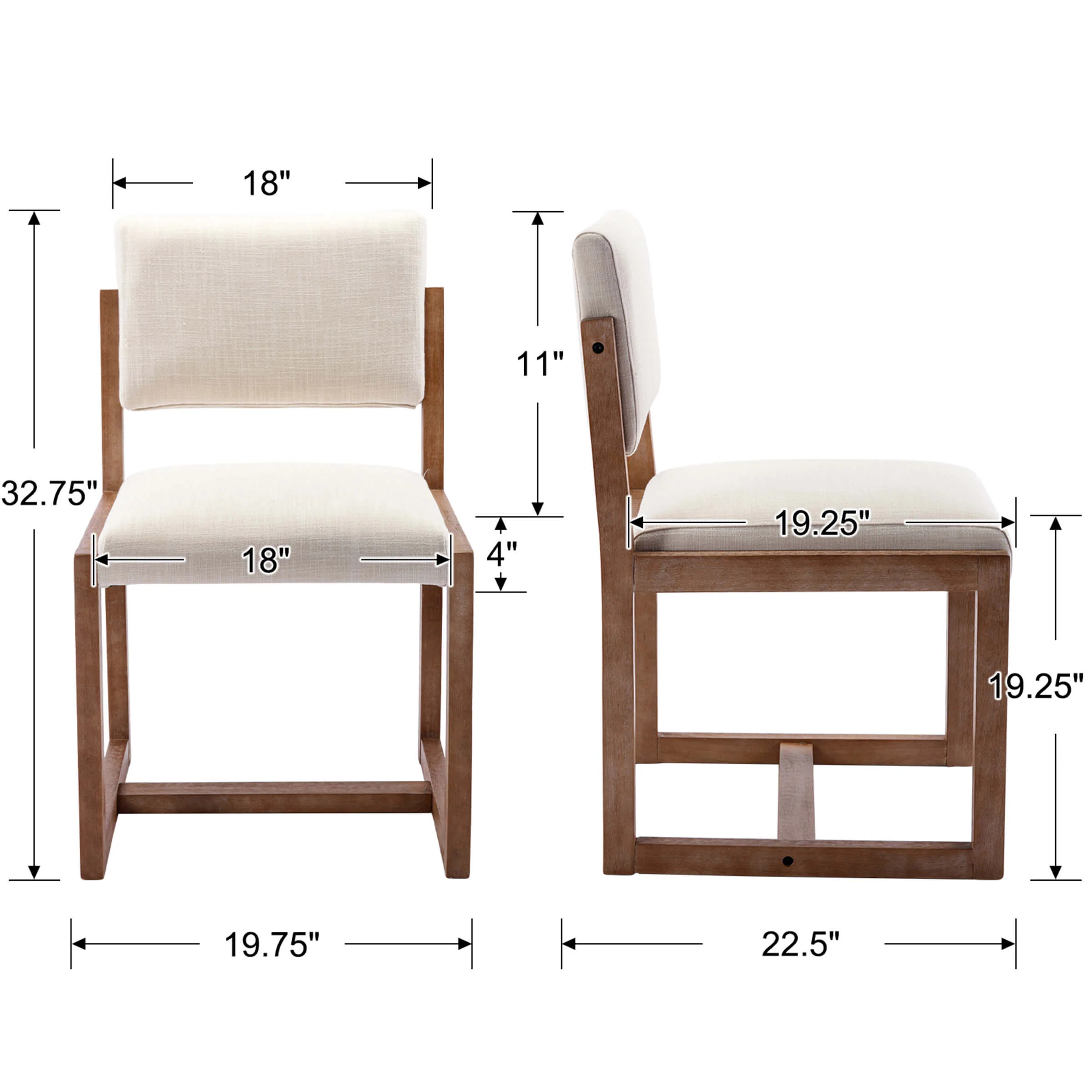 Upholstered Wood Dining Chairs Set of 2 - 1955DC - Image 8
