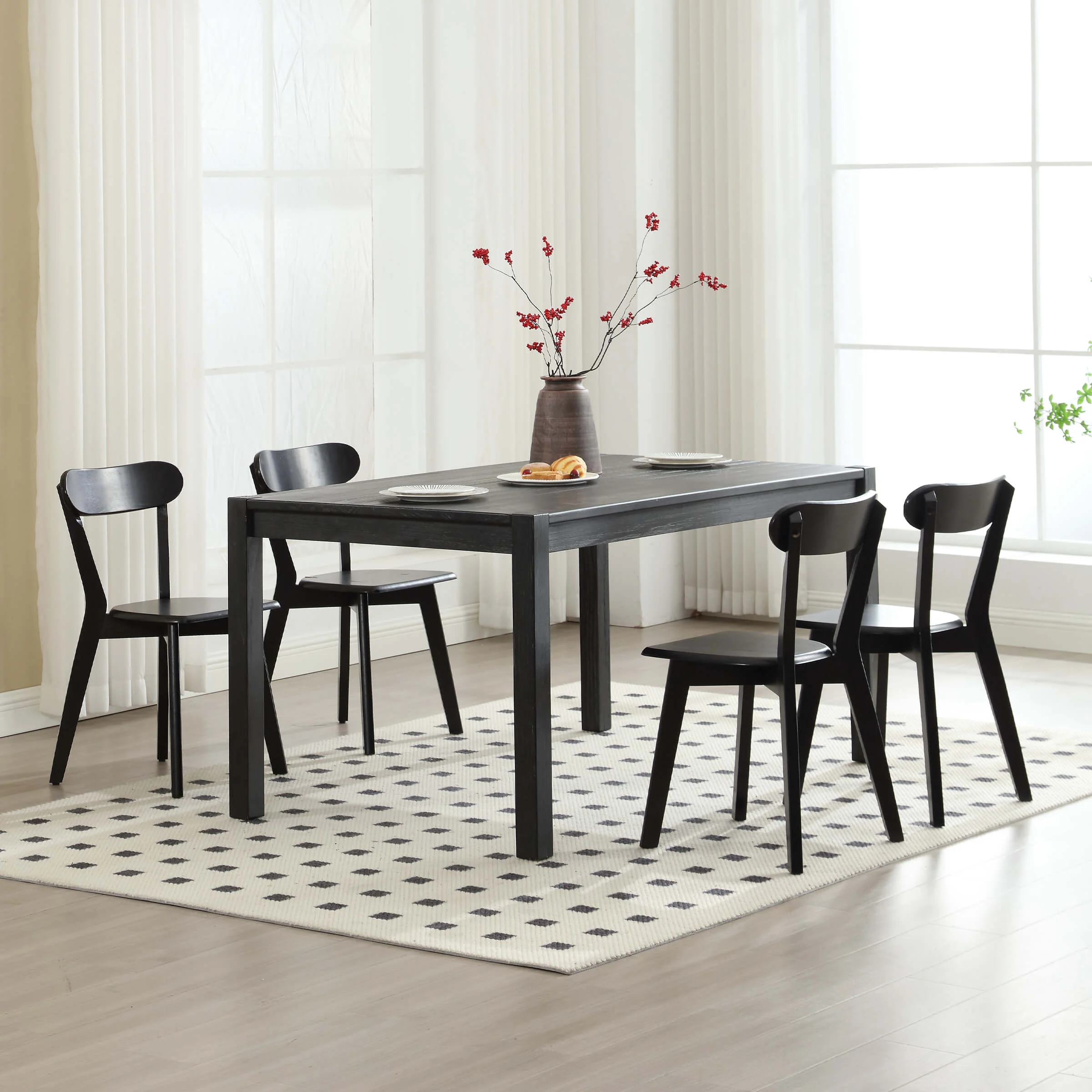 Oak Wood Dining Chairs Set of 4 - X016DC - Image 3