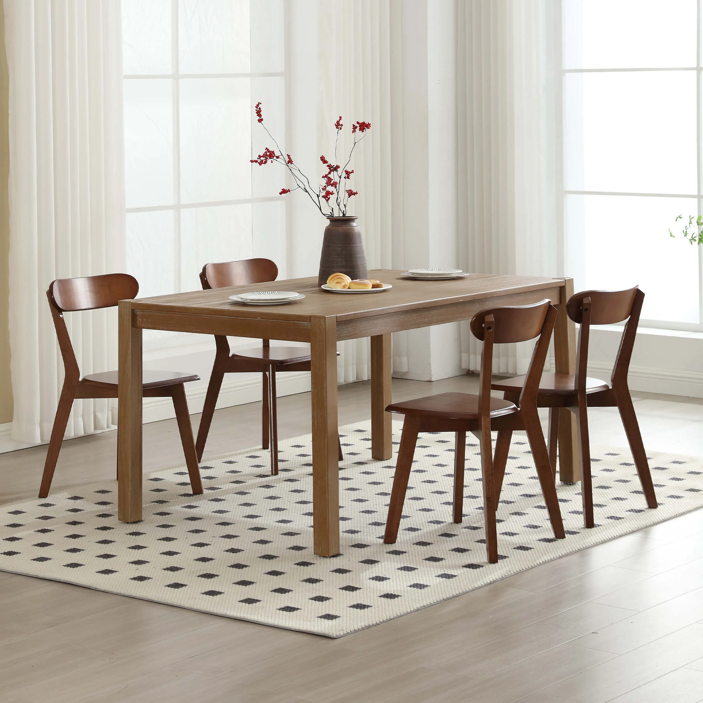 Oak Wood Dining Chairs Set of 4 - X016DC - Image 9