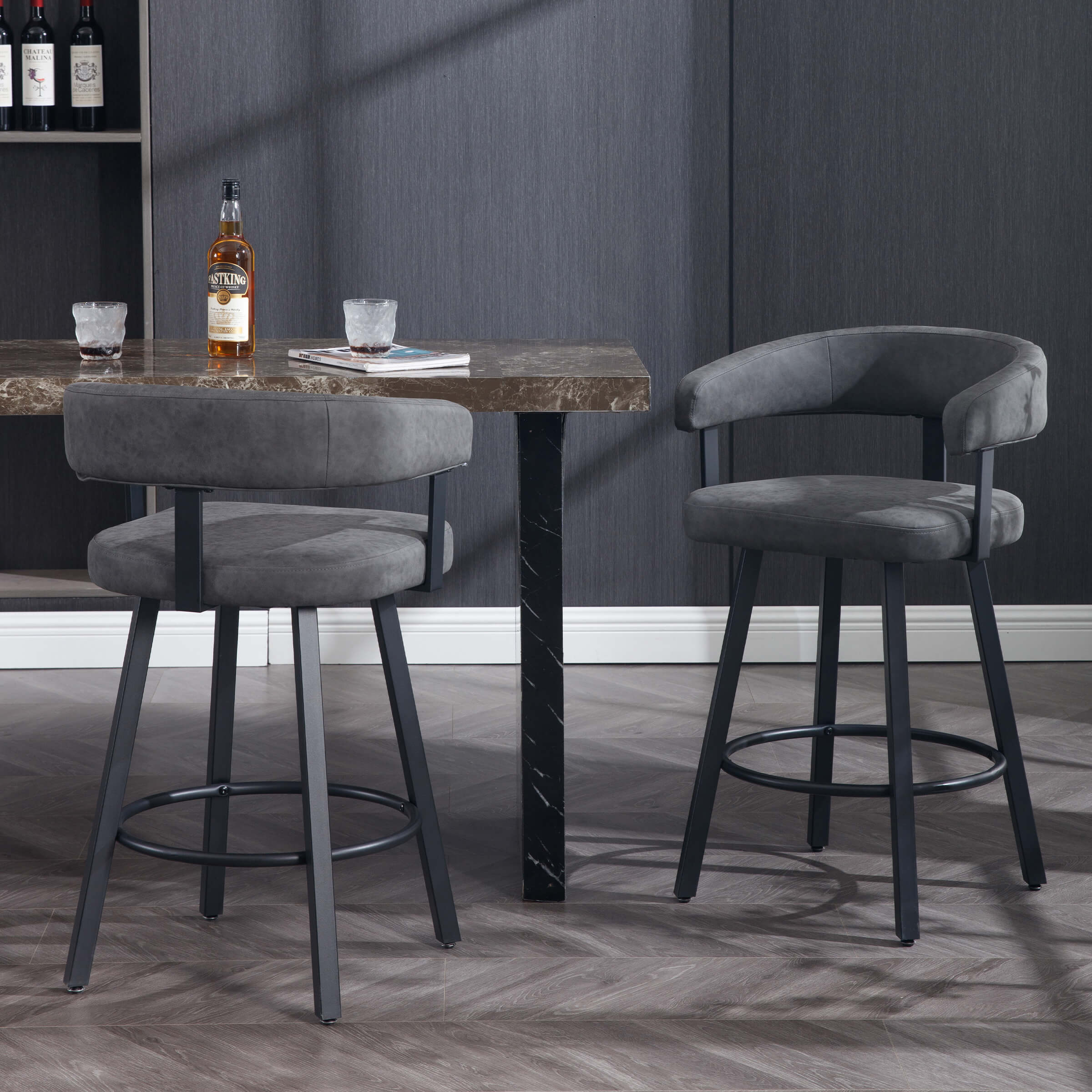 25.5"H Leather Open Back Bar Stools Set of 2 - 2008CS - Image 12