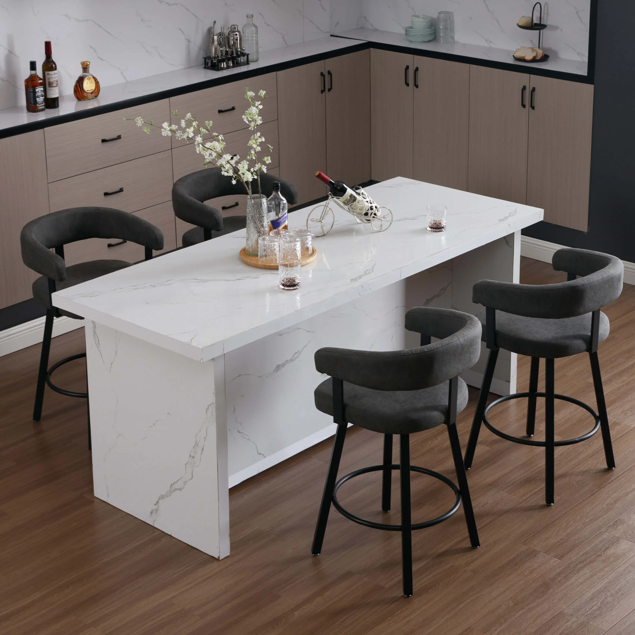 25.5"H Leather Open Back Bar Stools Set of 2 - 2008CS - Image 14