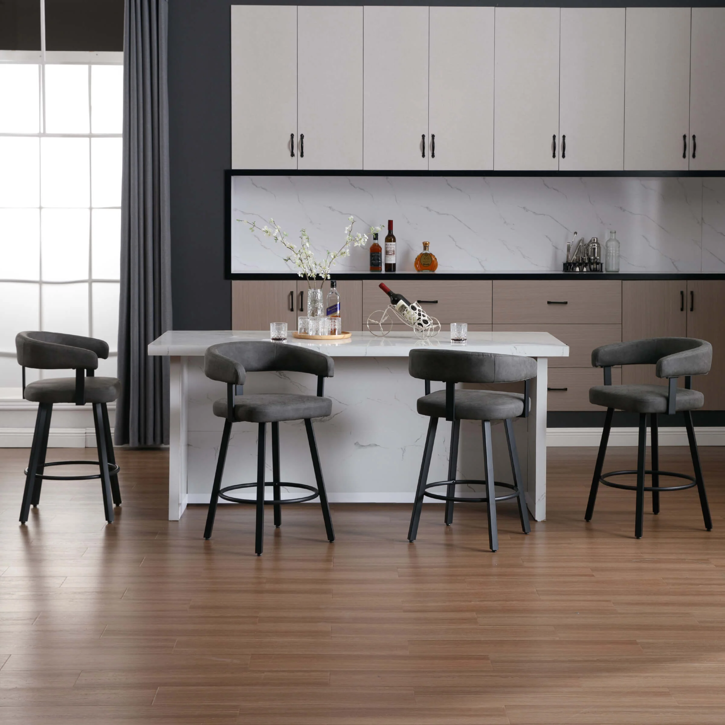 25.5"H Leather Open Back Bar Stools Set of 2 - 2008CS - Image 15