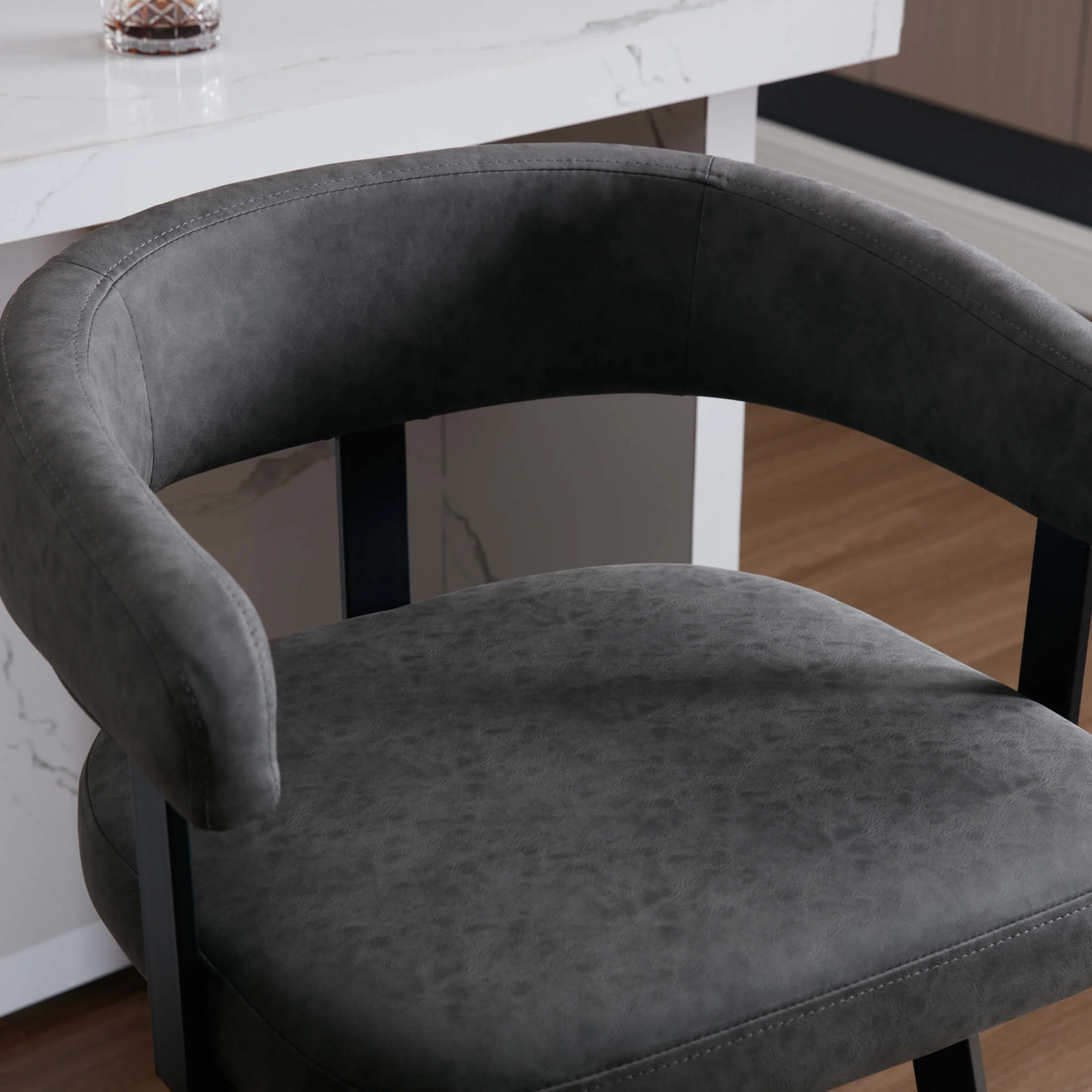 25.5"H Leather Open Back Bar Stools Set of 2 - 2008CS - Image 16