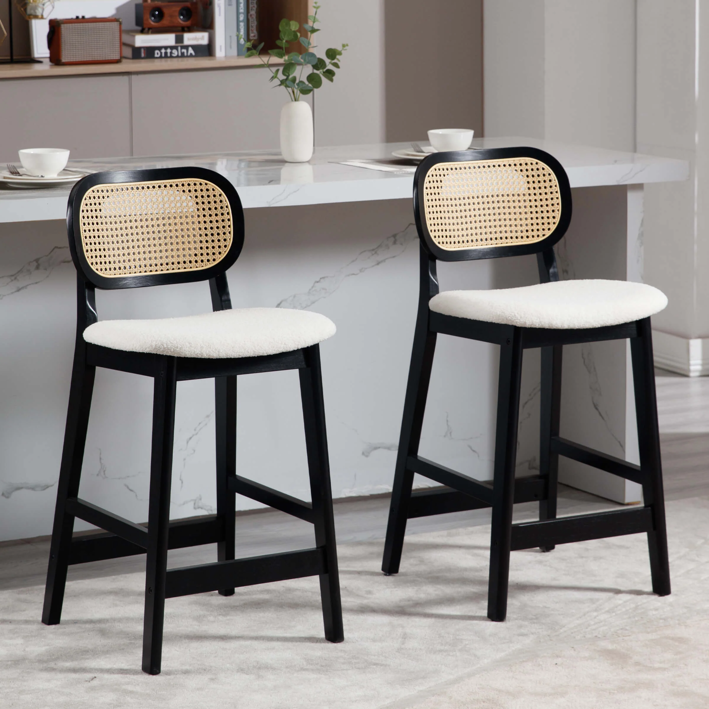 26"H Farmhouse Rattan Back Counter Stools Set of 2 - 5026CS - Image 21