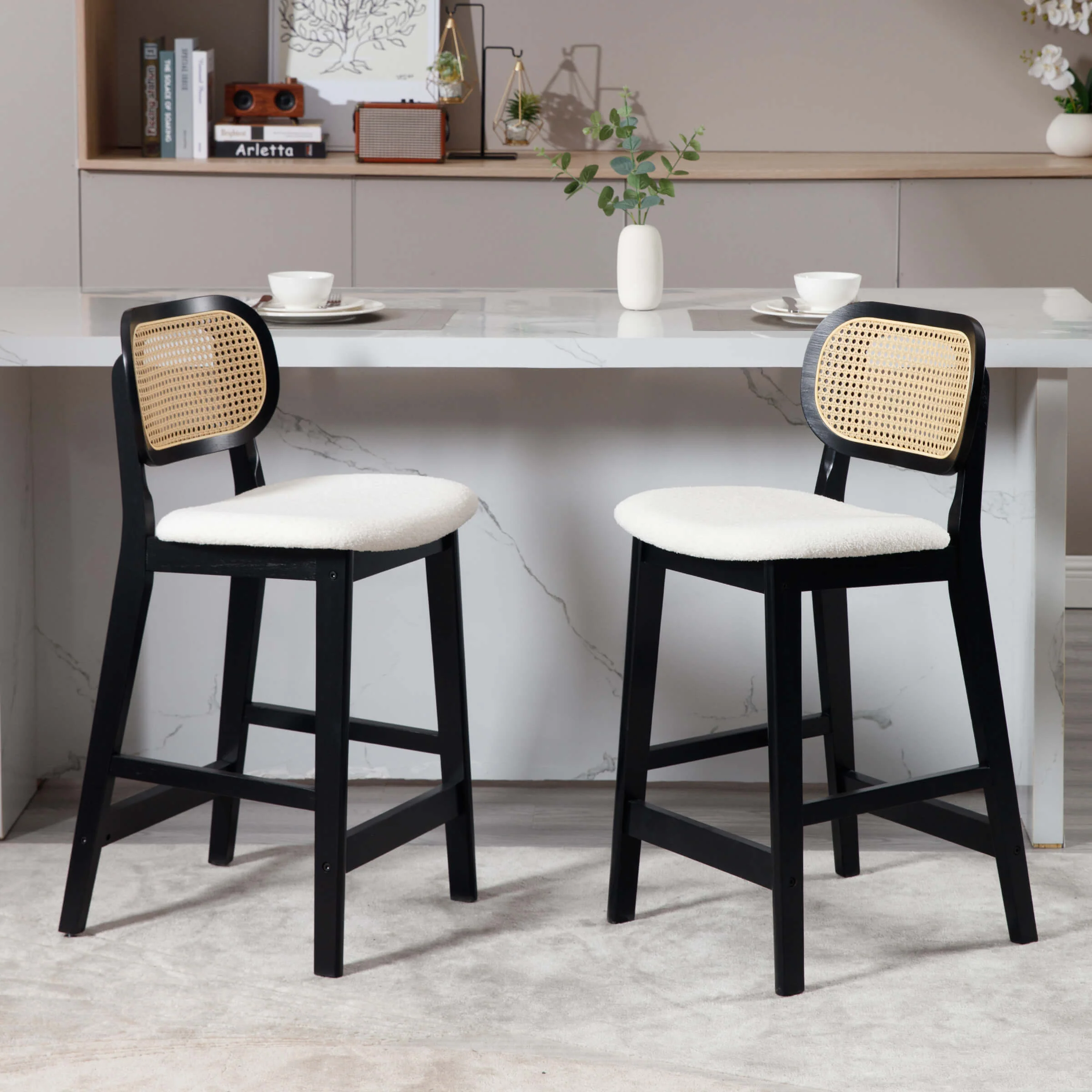 26"H Farmhouse Rattan Back Counter Stools Set of 2 - 5026CS - Image 22