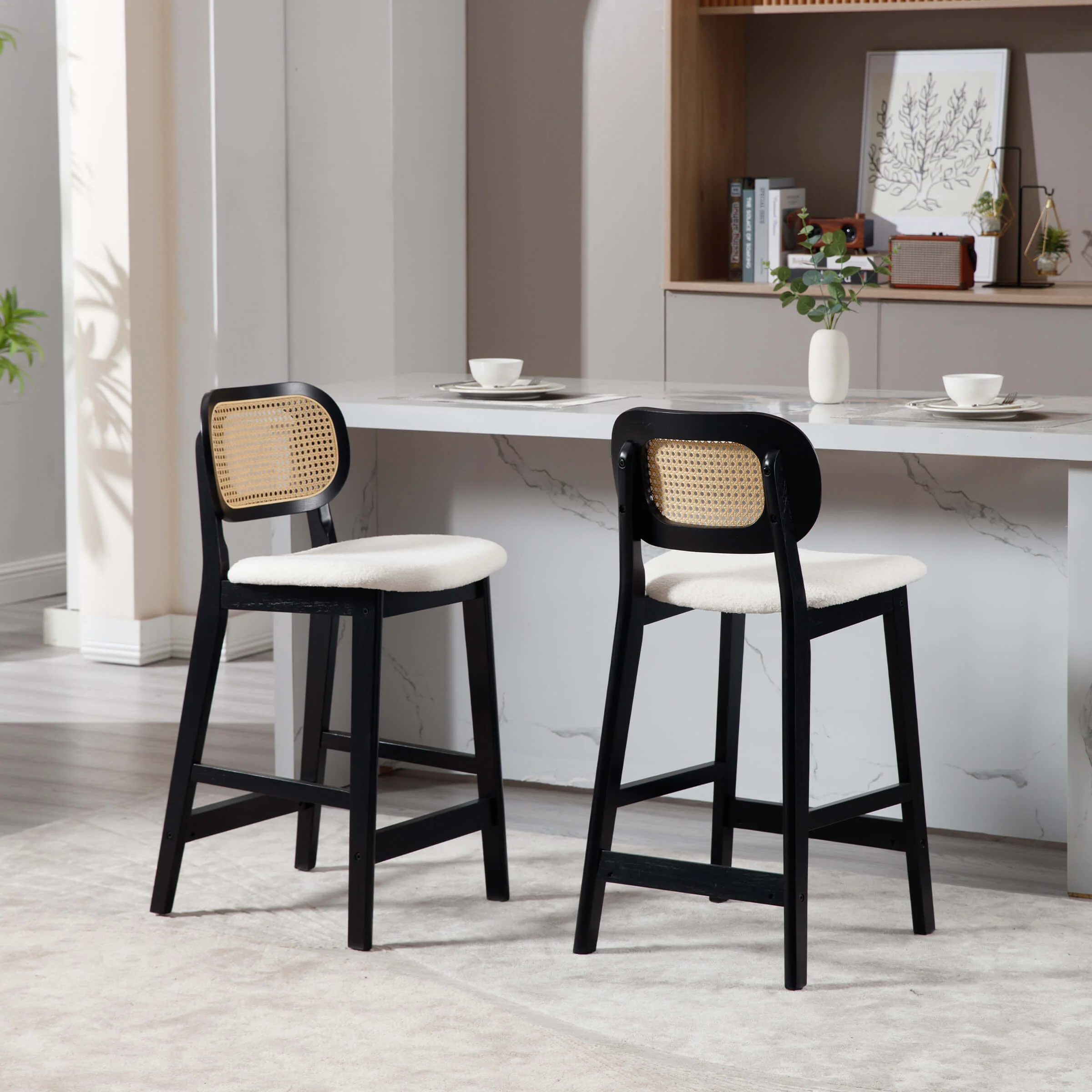 26"H Farmhouse Rattan Back Counter Stools Set of 2 - 5026CS - Image 23