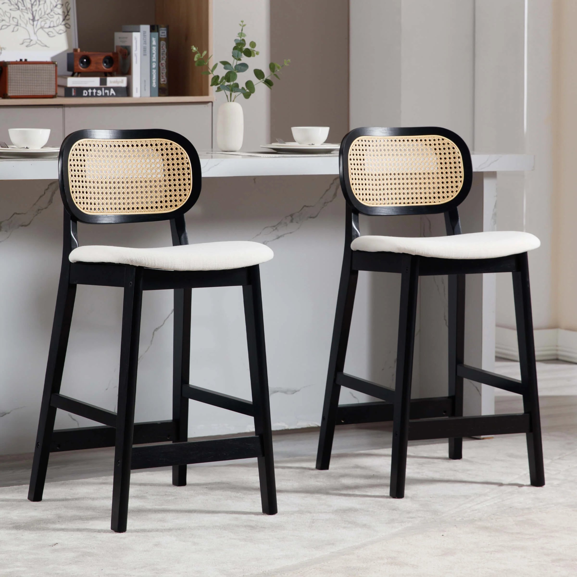 26"H Farmhouse Rattan Back Counter Stools Set of 2 - 5026CS - Image 40