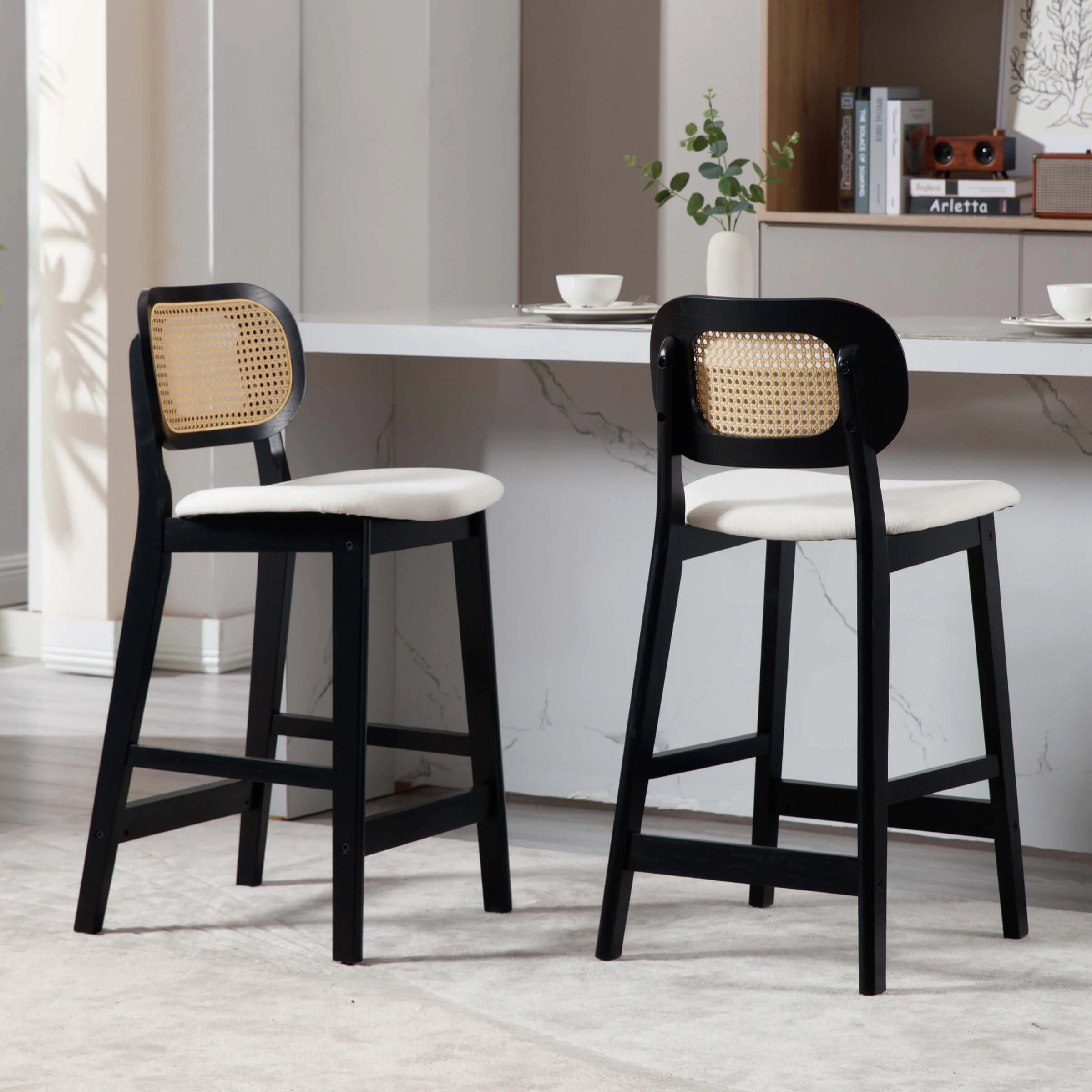 26"H Farmhouse Rattan Back Counter Stools Set of 2 - 5026CS - Image 42