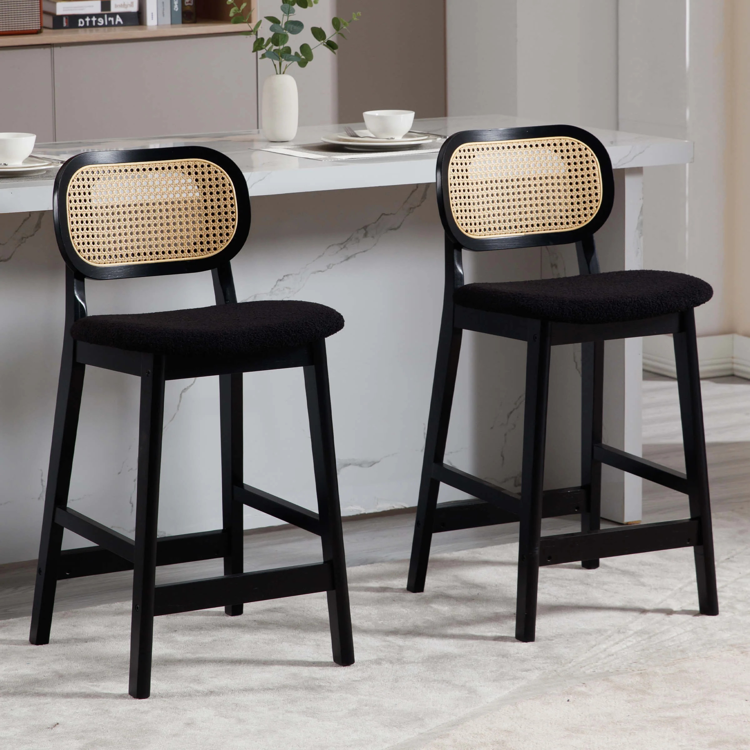 26"H Farmhouse Rattan Back Counter Stools Set of 2 - 5026CS - Image 46