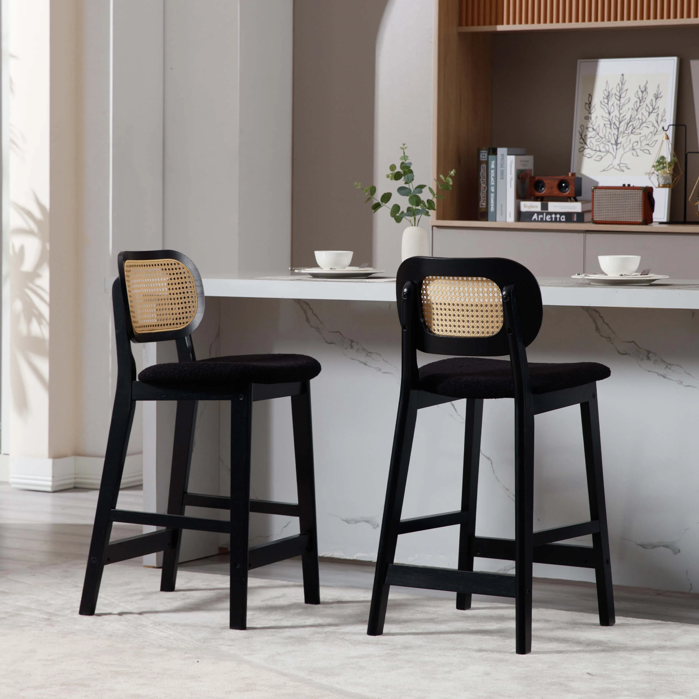 26"H Farmhouse Rattan Back Counter Stools Set of 2 - 5026CS - Image 48