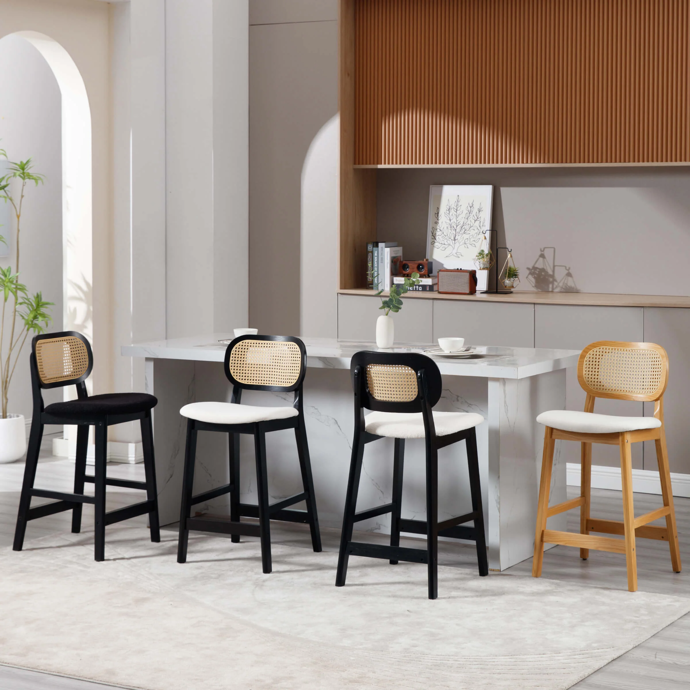 26"H Farmhouse Rattan Back Counter Stools Set of 2 - 5026CS - Image 53