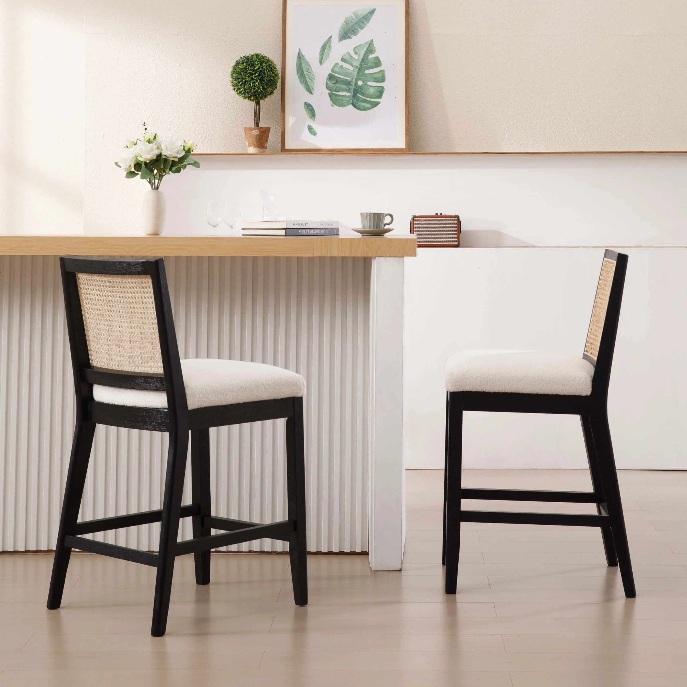 26.5"H Rattan Back Wood Counter Stools Set of 2 - 5802CS - Image 10