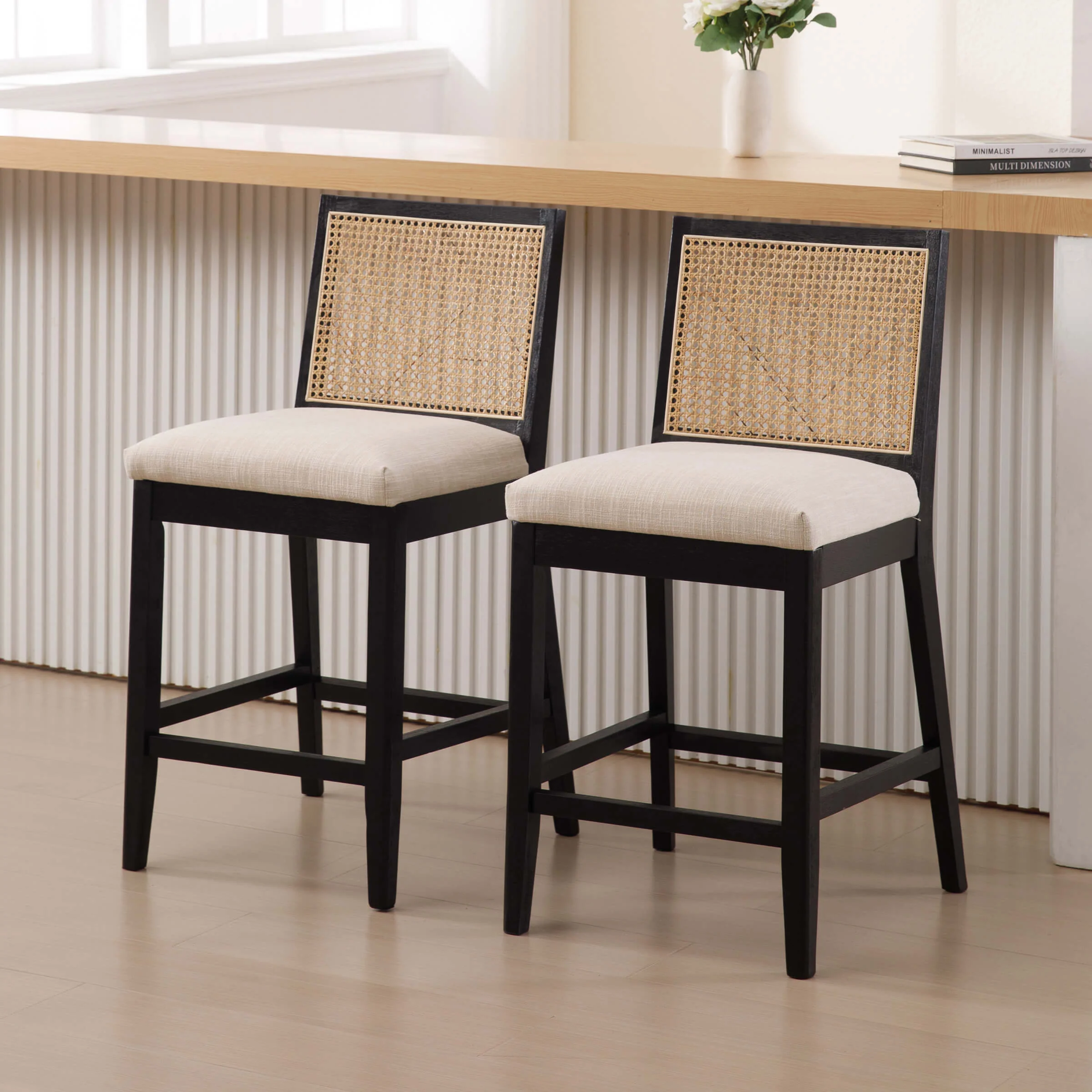 26.5"H Rattan Back Wood Counter Stools Set of 2 - 5802CS - Image 16