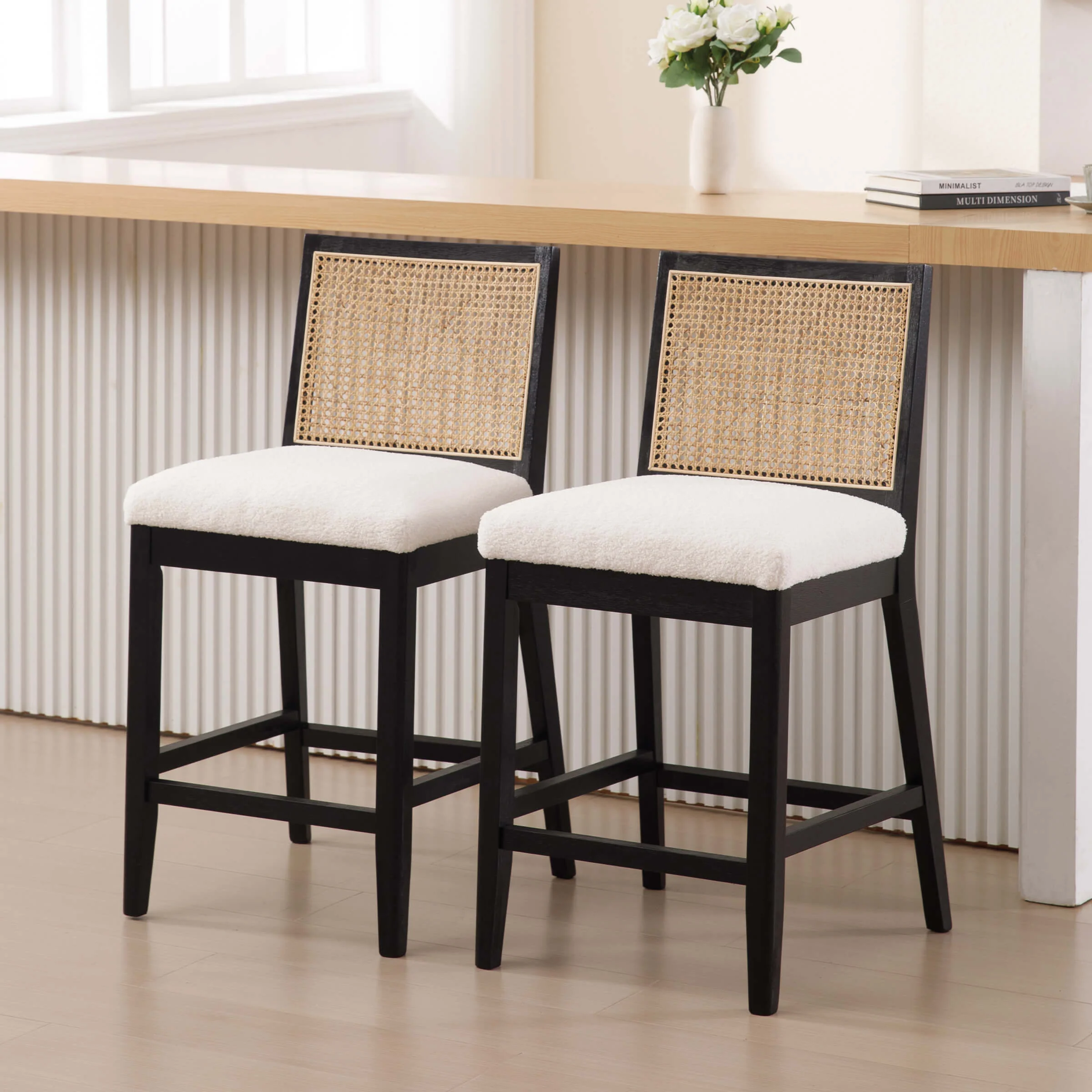 26.5"H Rattan Back Wood Counter Stools Set of 2 - 5802CS - Image 9