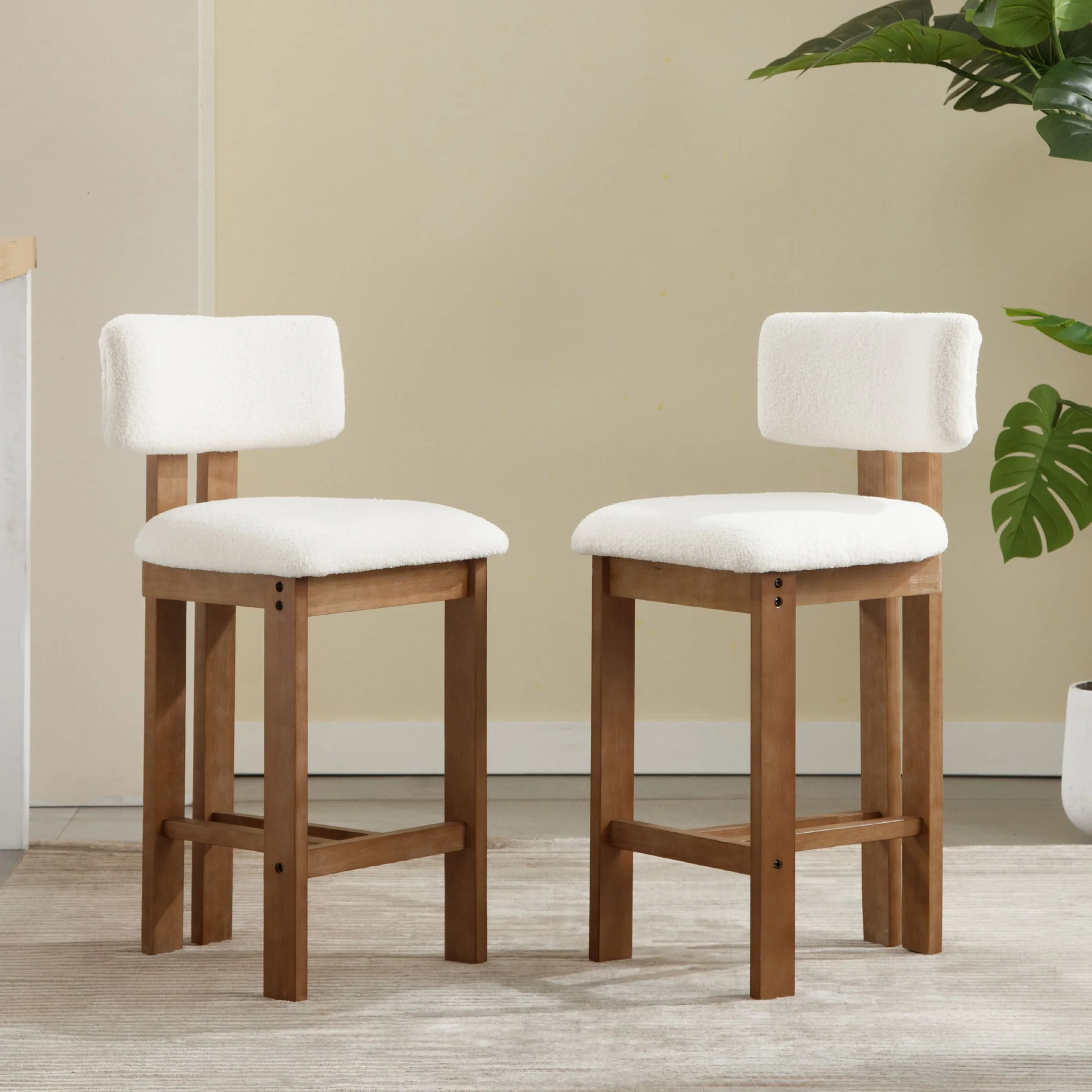 26"H & 30"H Upholstered Rubber Wood Stools Set of 2 - 5812 - Image 12