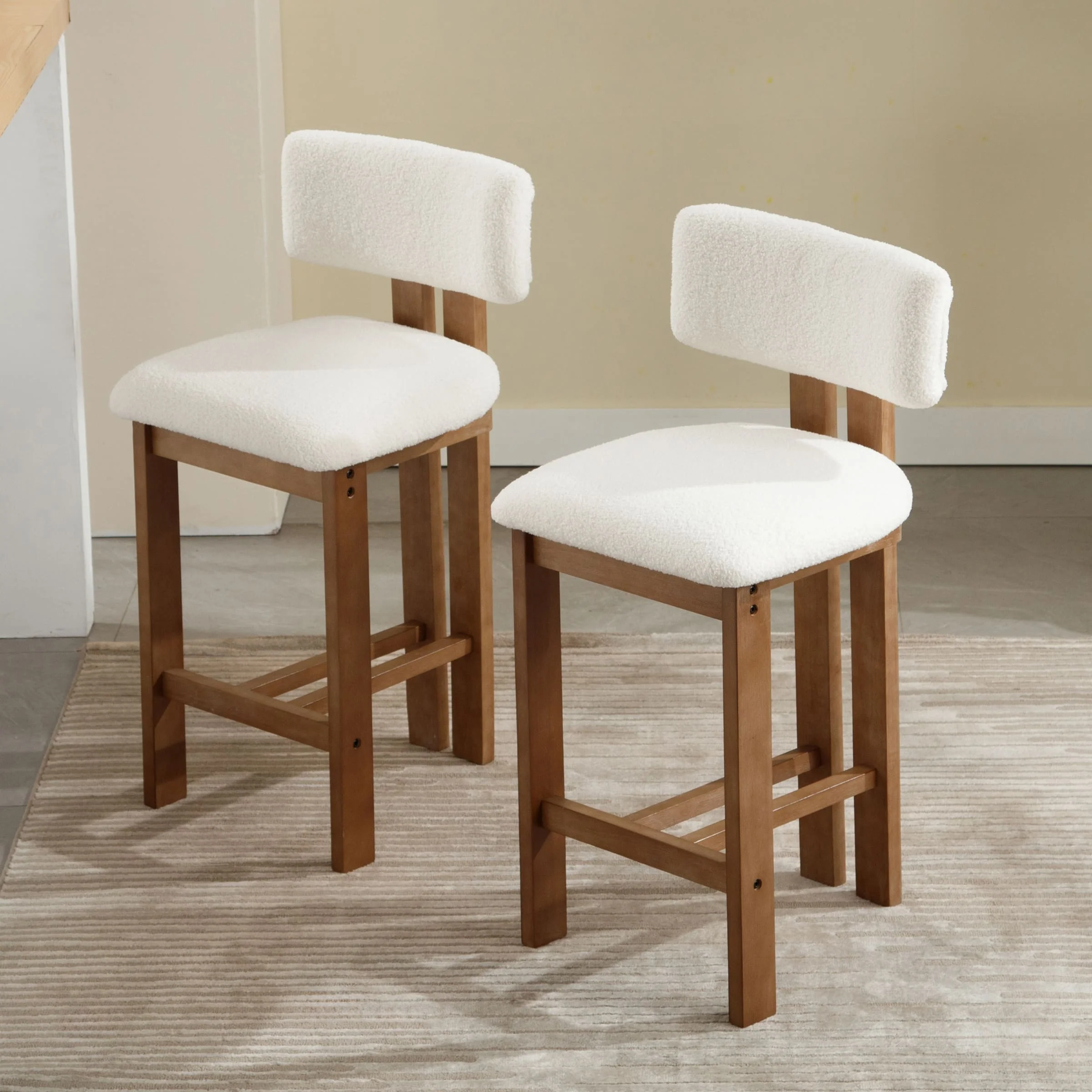 26"H & 30"H Upholstered Rubber Wood Stools Set of 2 - 5812 - Image 14