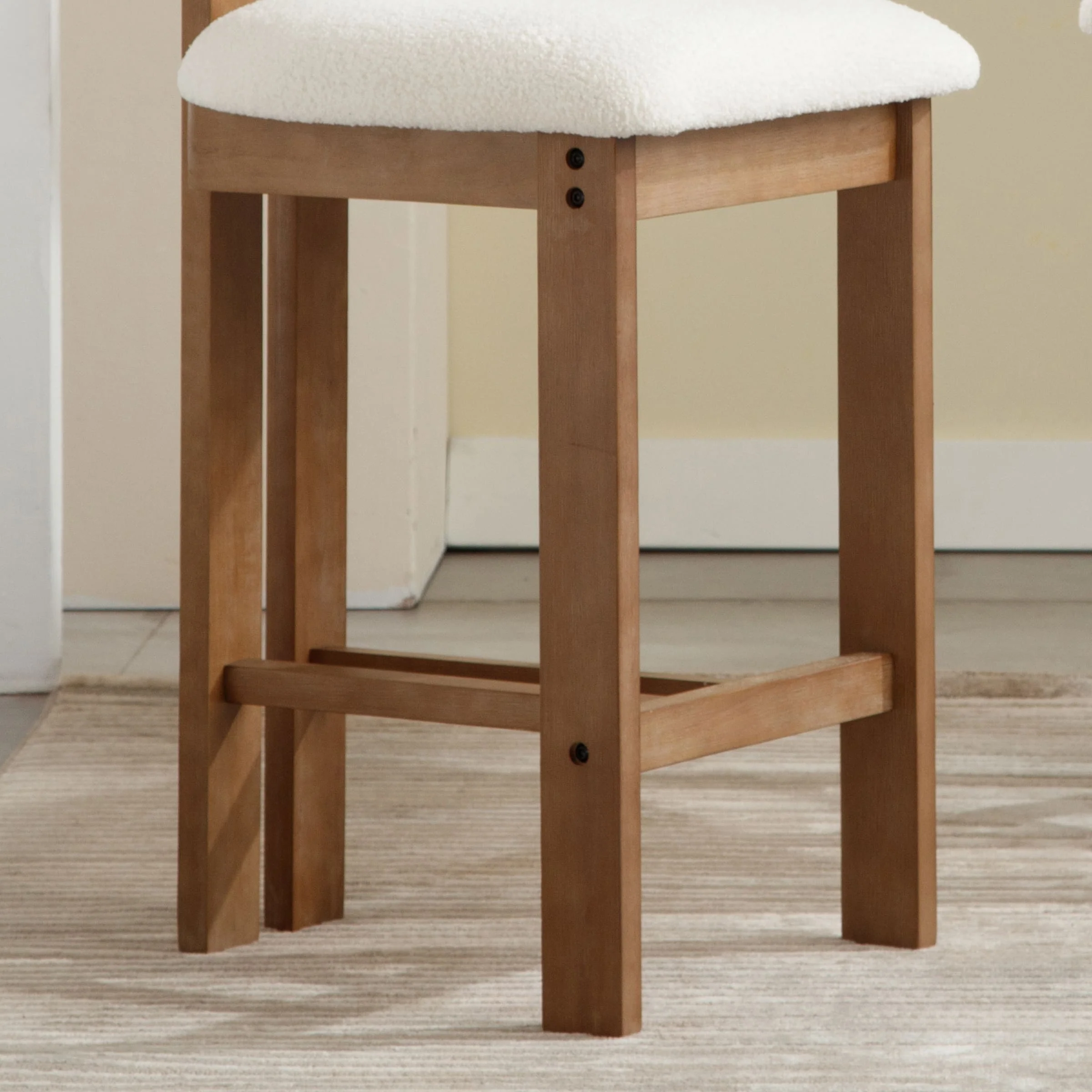 26"H & 30"H Upholstered Rubber Wood Stools Set of 2 - 5812 - Image 17