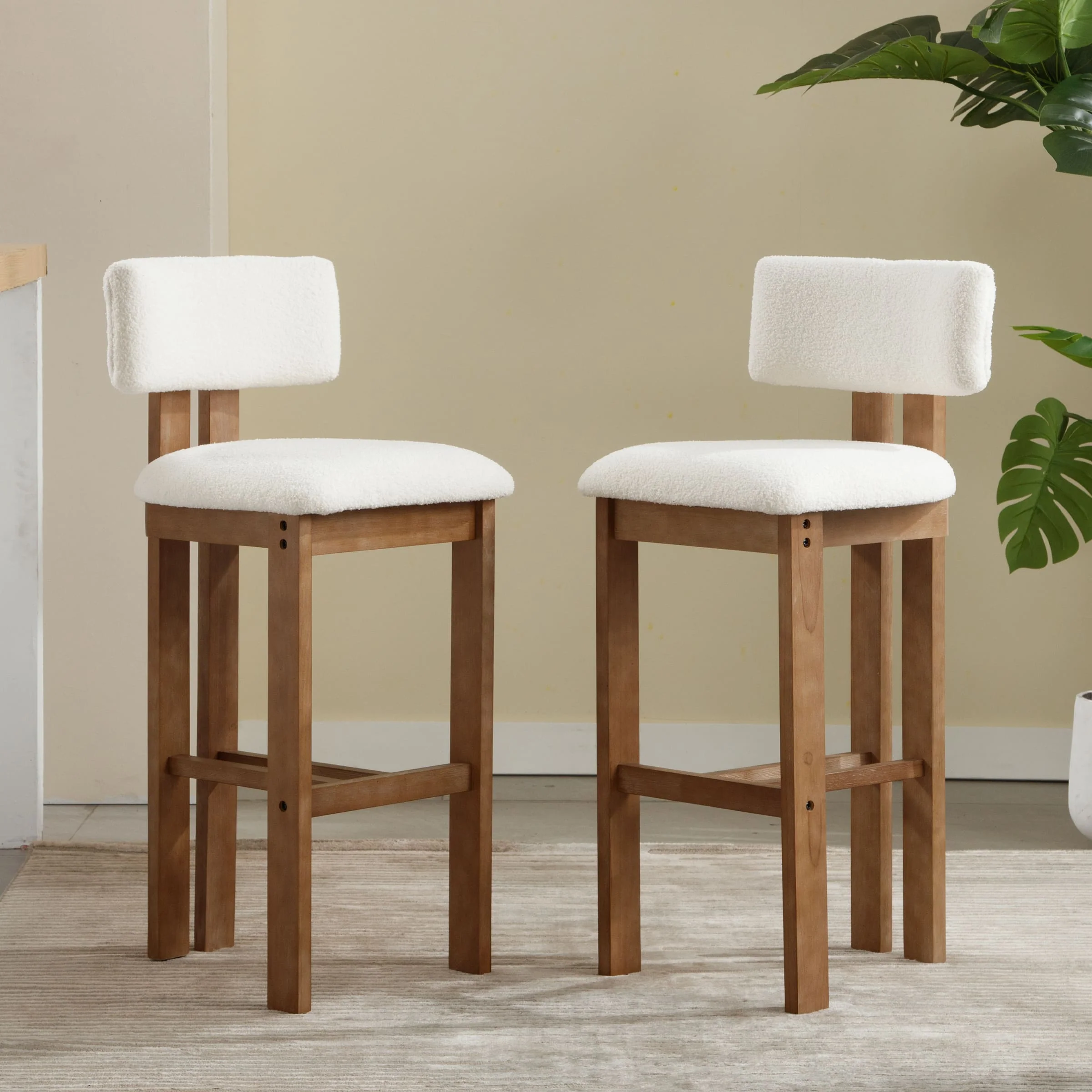 26"H & 30"H Upholstered Rubber Wood Stools Set of 2 - 5812 - Image 18