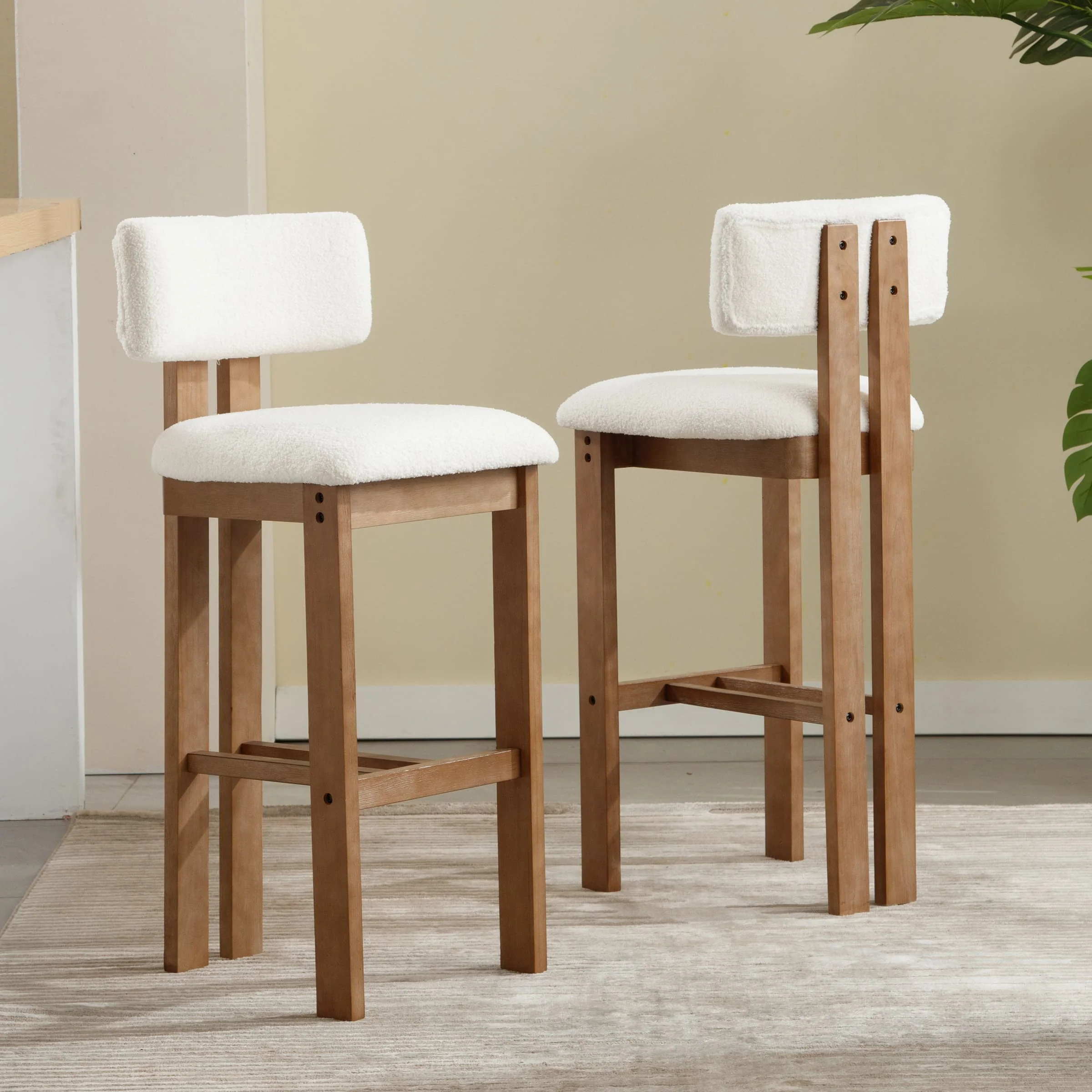 26"H & 30"H Upholstered Rubber Wood Stools Set of 2 - 5812 - Image 19