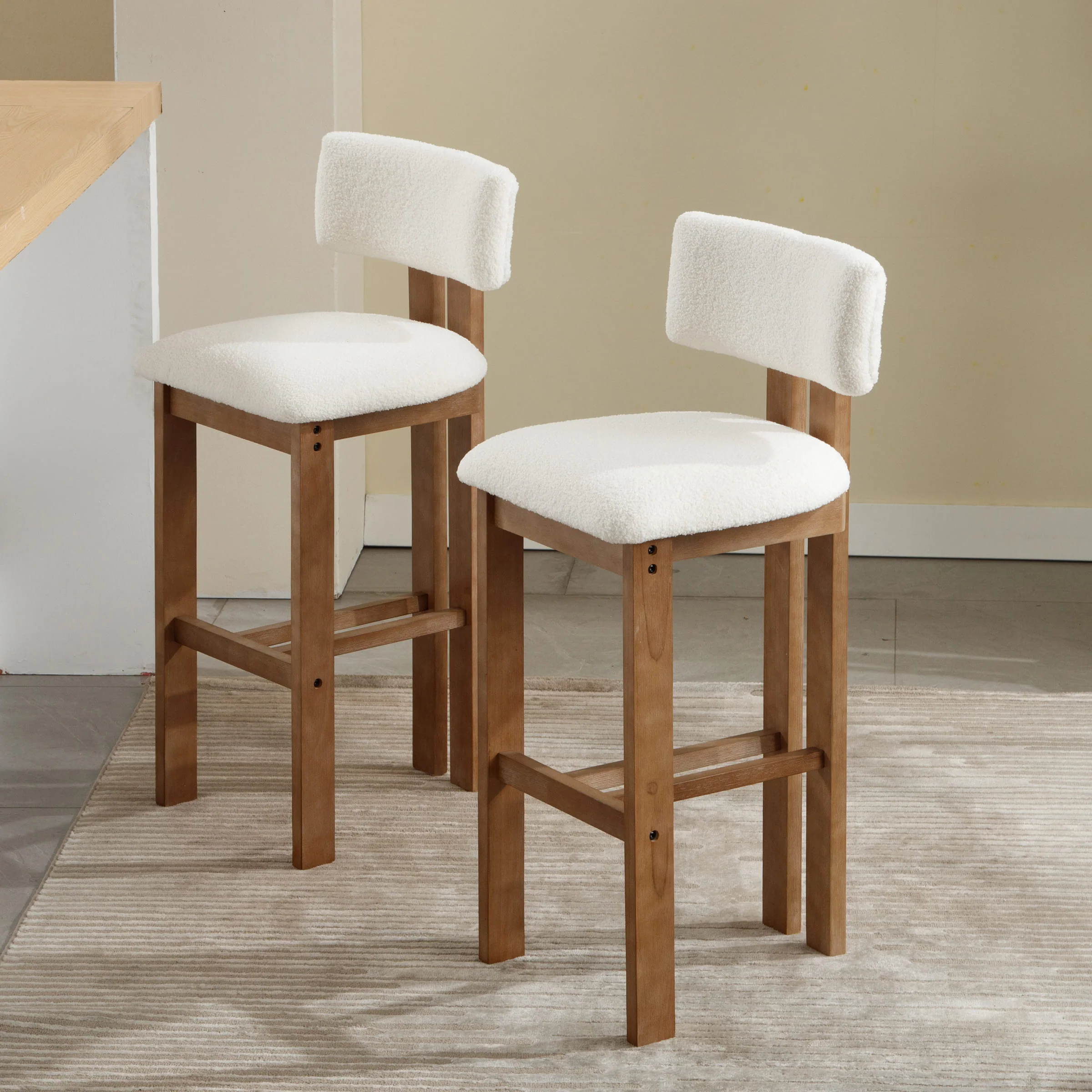 26"H & 30"H Upholstered Rubber Wood Stools Set of 2 - 5812 - Image 20