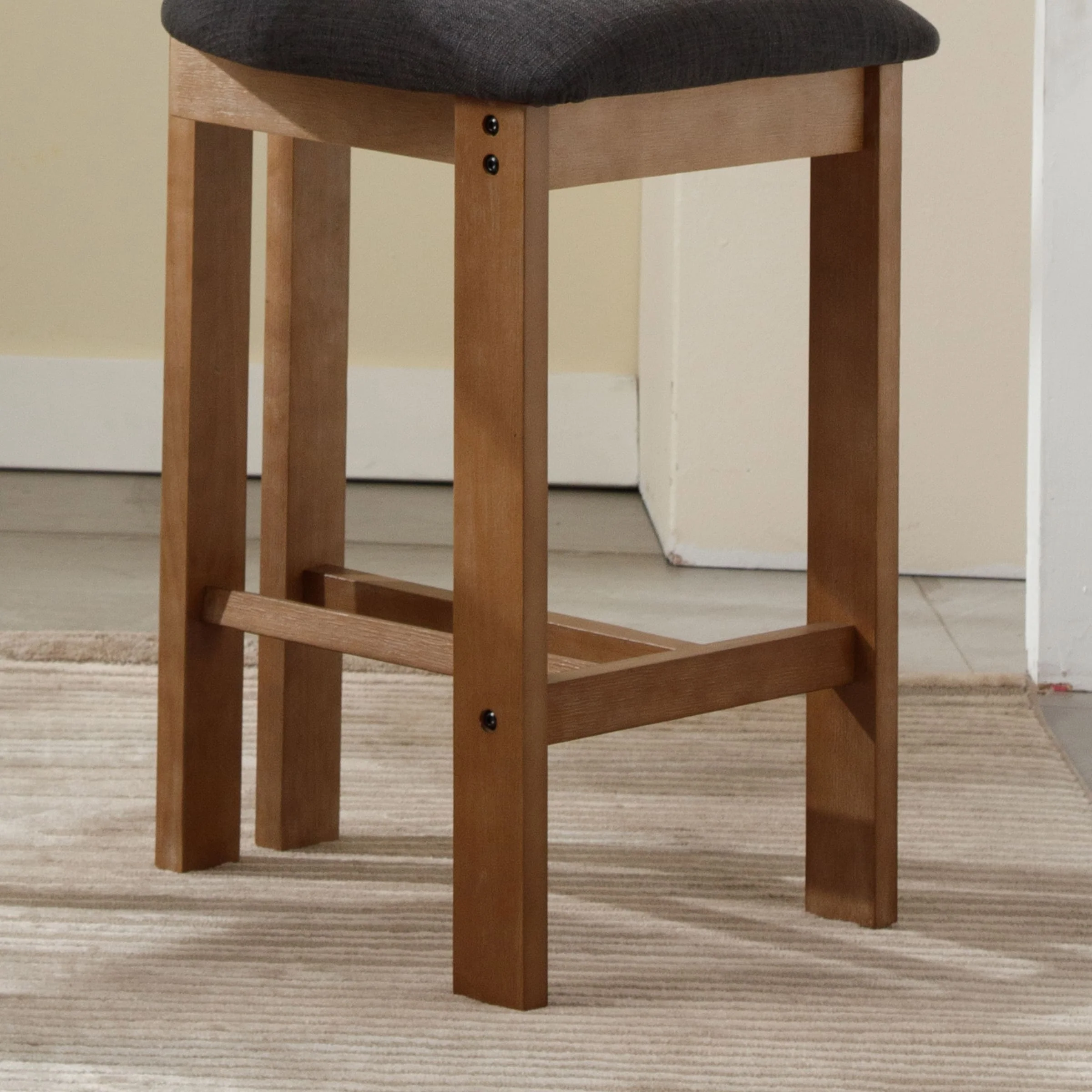 26"H & 30"H Upholstered Rubber Wood Stools Set of 2 - 5812 - Image 26