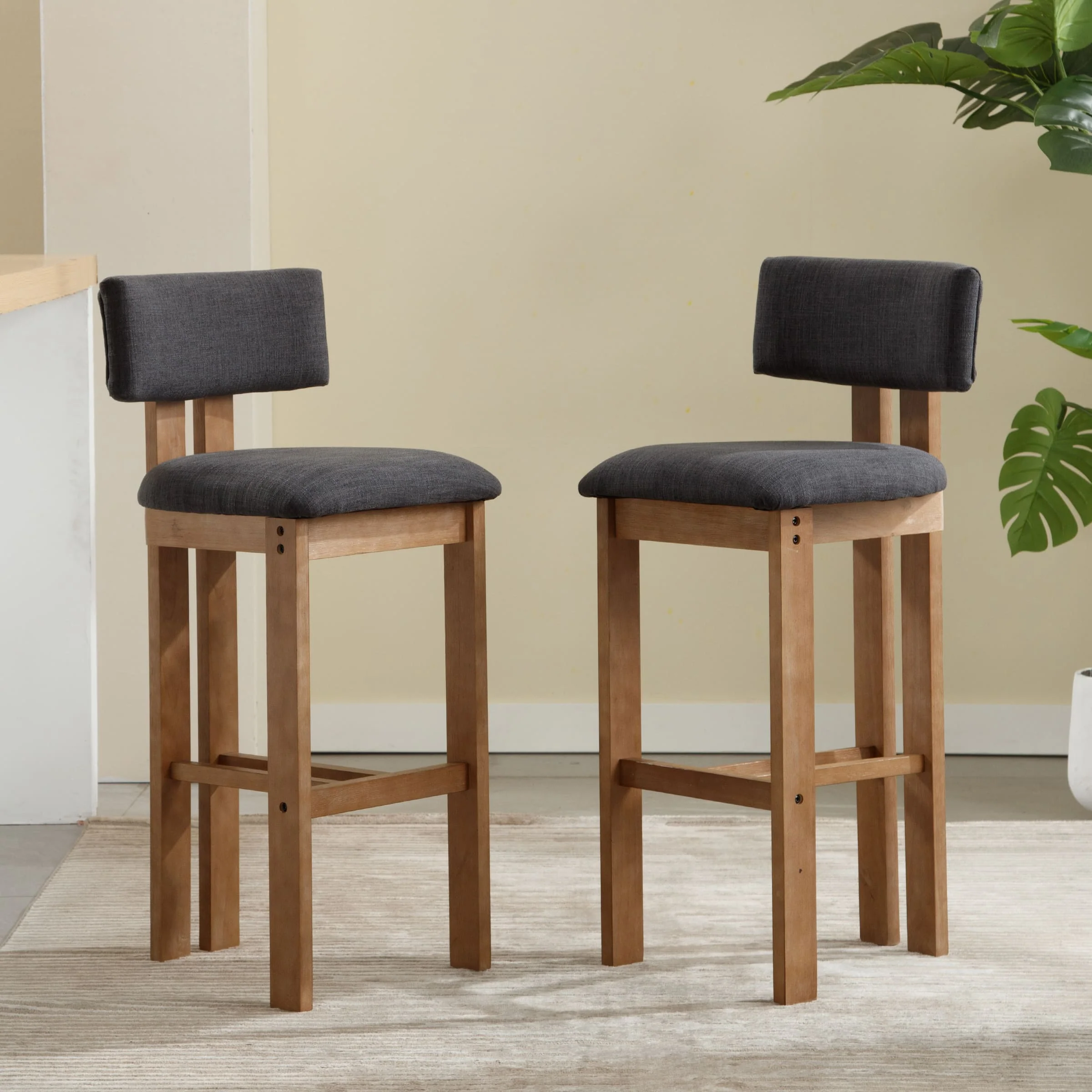 26"H & 30"H Upholstered Rubber Wood Stools Set of 2 - 5812 - Image 27