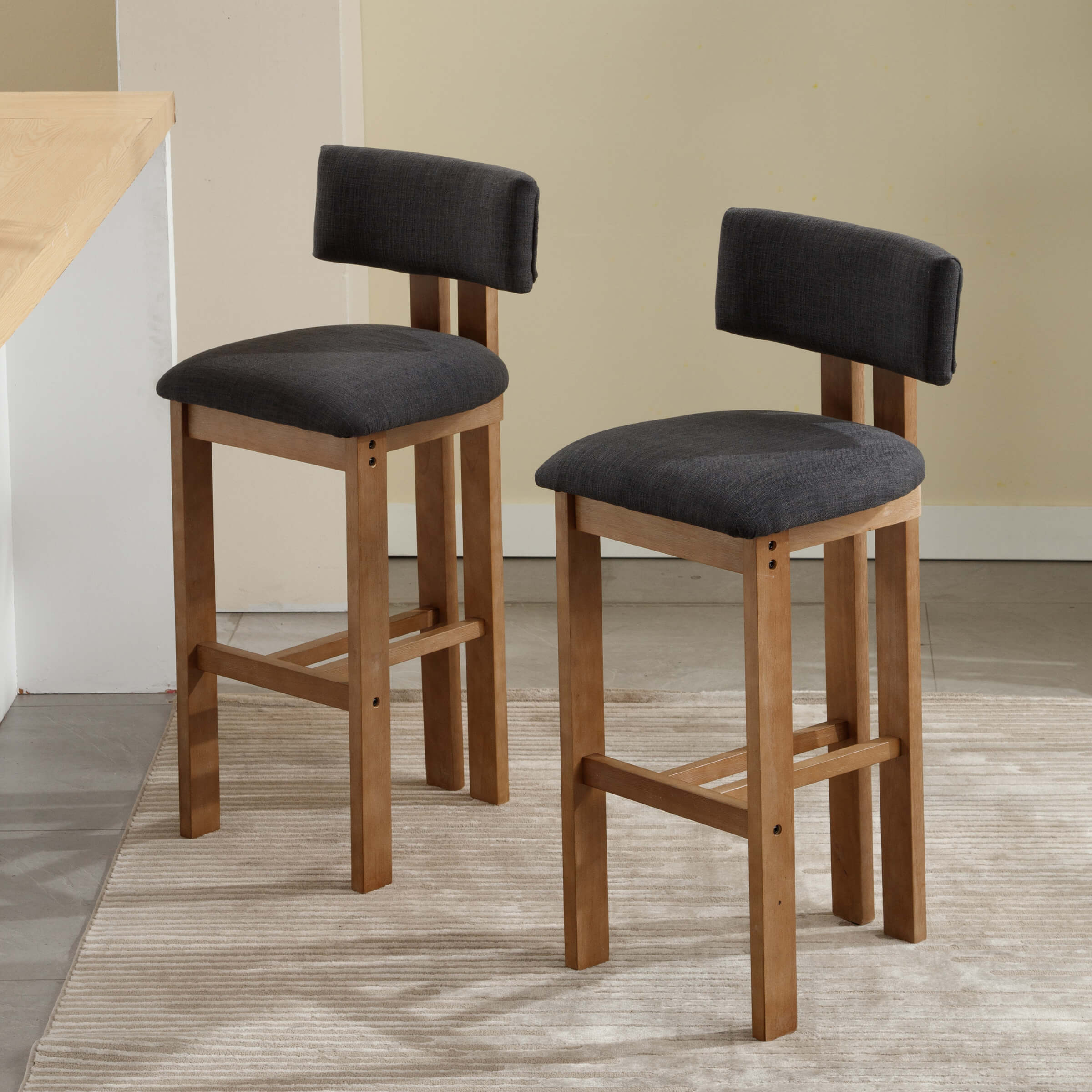 26"H & 30"H Upholstered Rubber Wood Stools Set of 2 - 5812 - Image 28