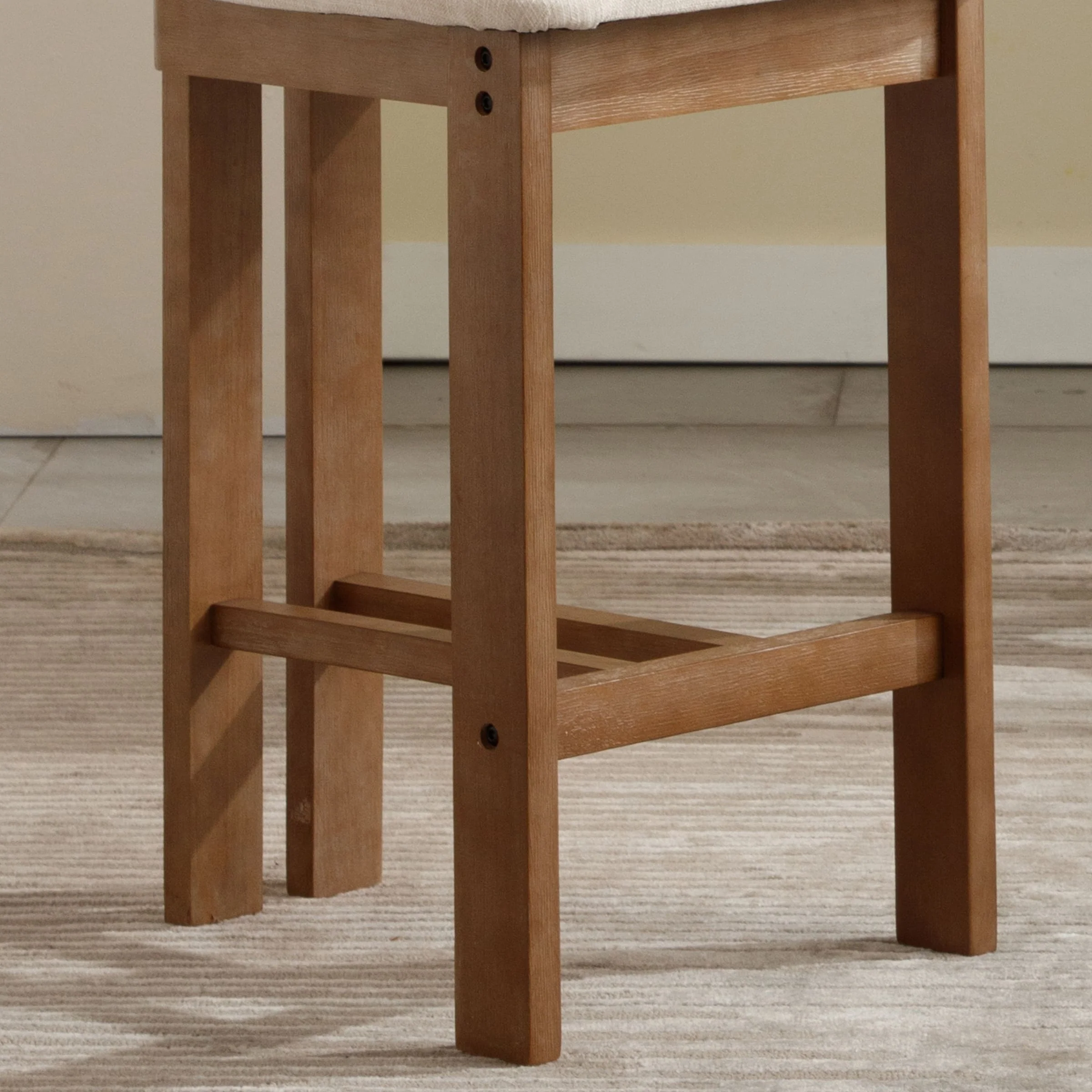26"H & 30"H Upholstered Rubber Wood Stools Set of 2 - 5812 - Image 6