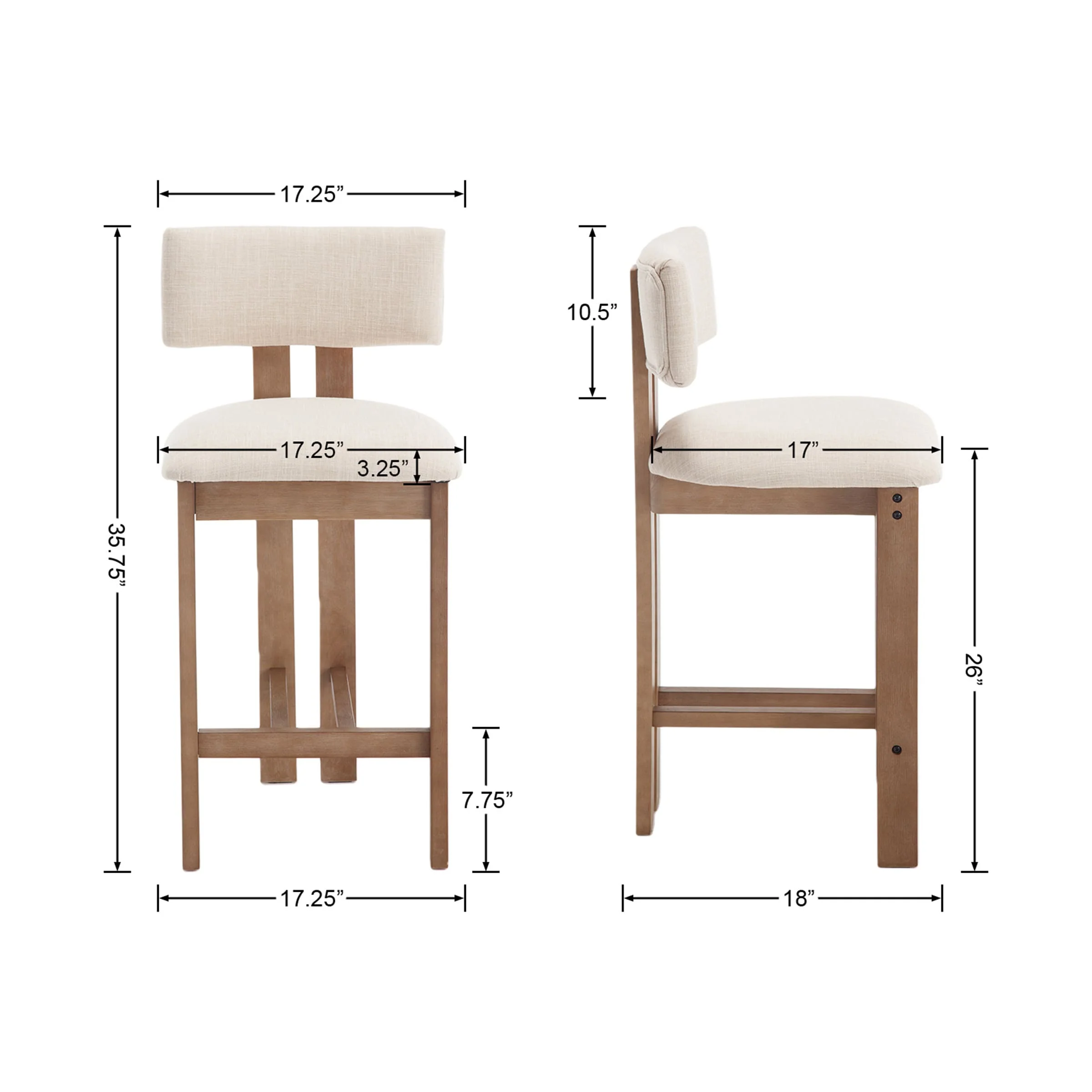 26"H & 30"H Upholstered Rubber Wood Stools Set of 2 - 5812 - Image 7