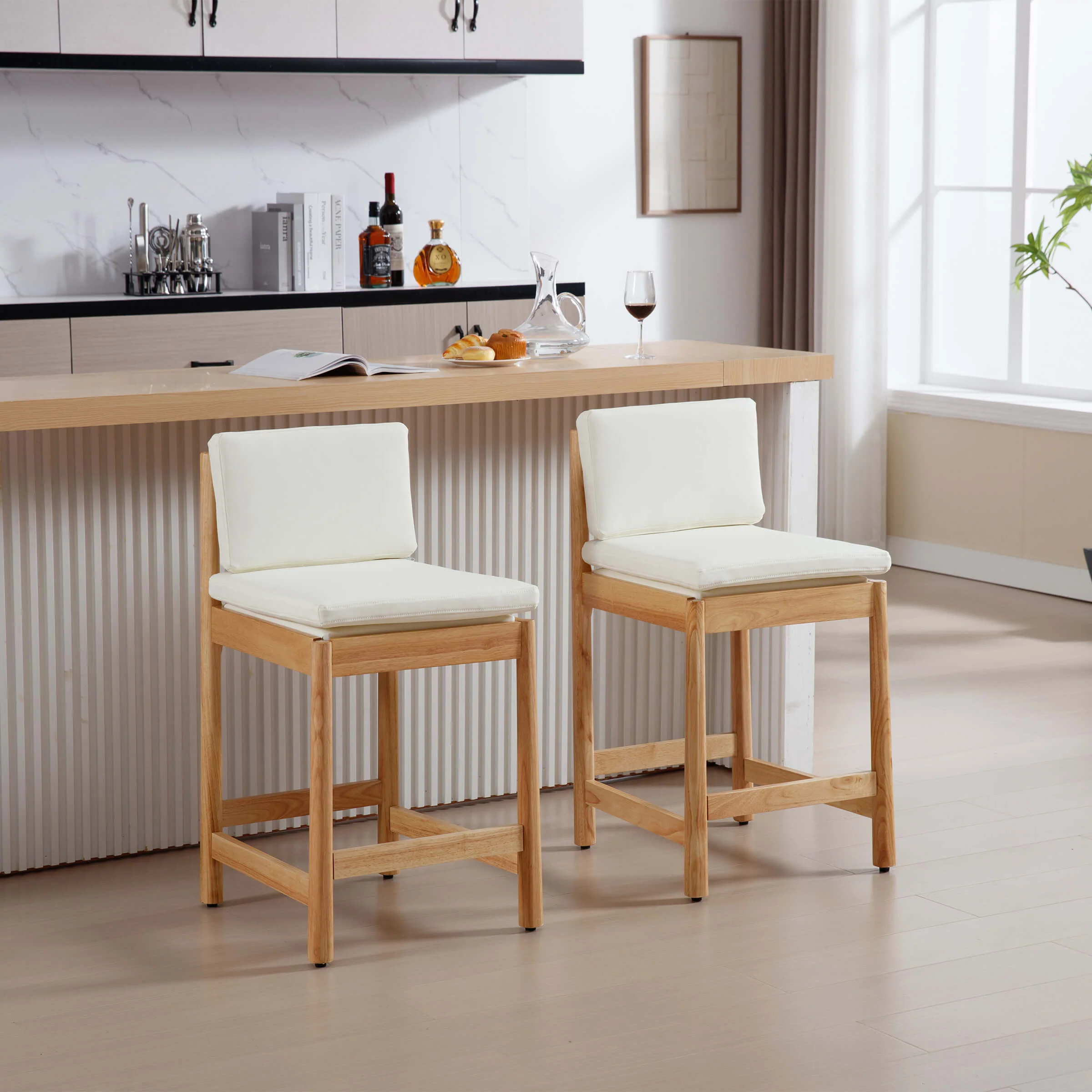 26"H Farmhouse Wood Counter Stools Set of 2 - 5761CS - Image 18