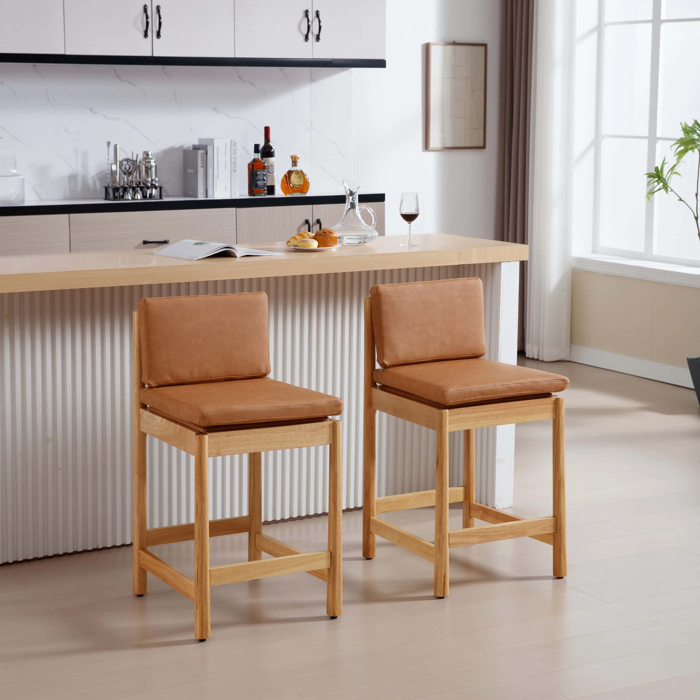 26"H Farmhouse Wood Counter Stools Set of 2 - 5761CS - Image 25