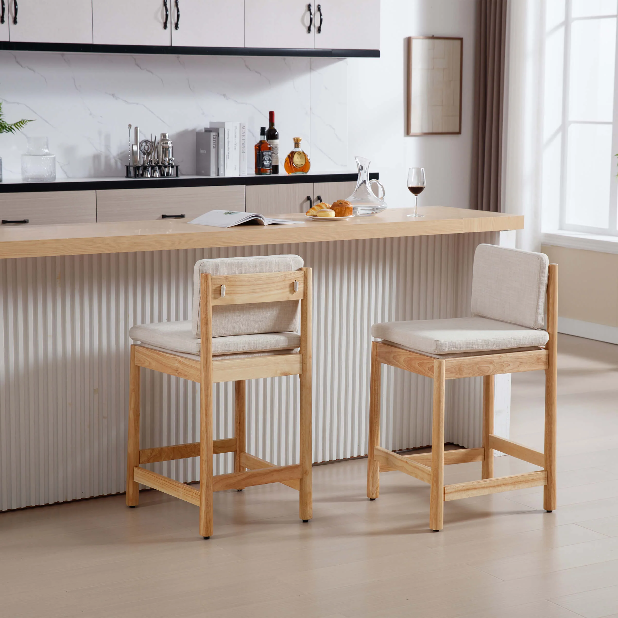 26"H Farmhouse Wood Counter Stools Set of 2 - 5761CS - Image 3