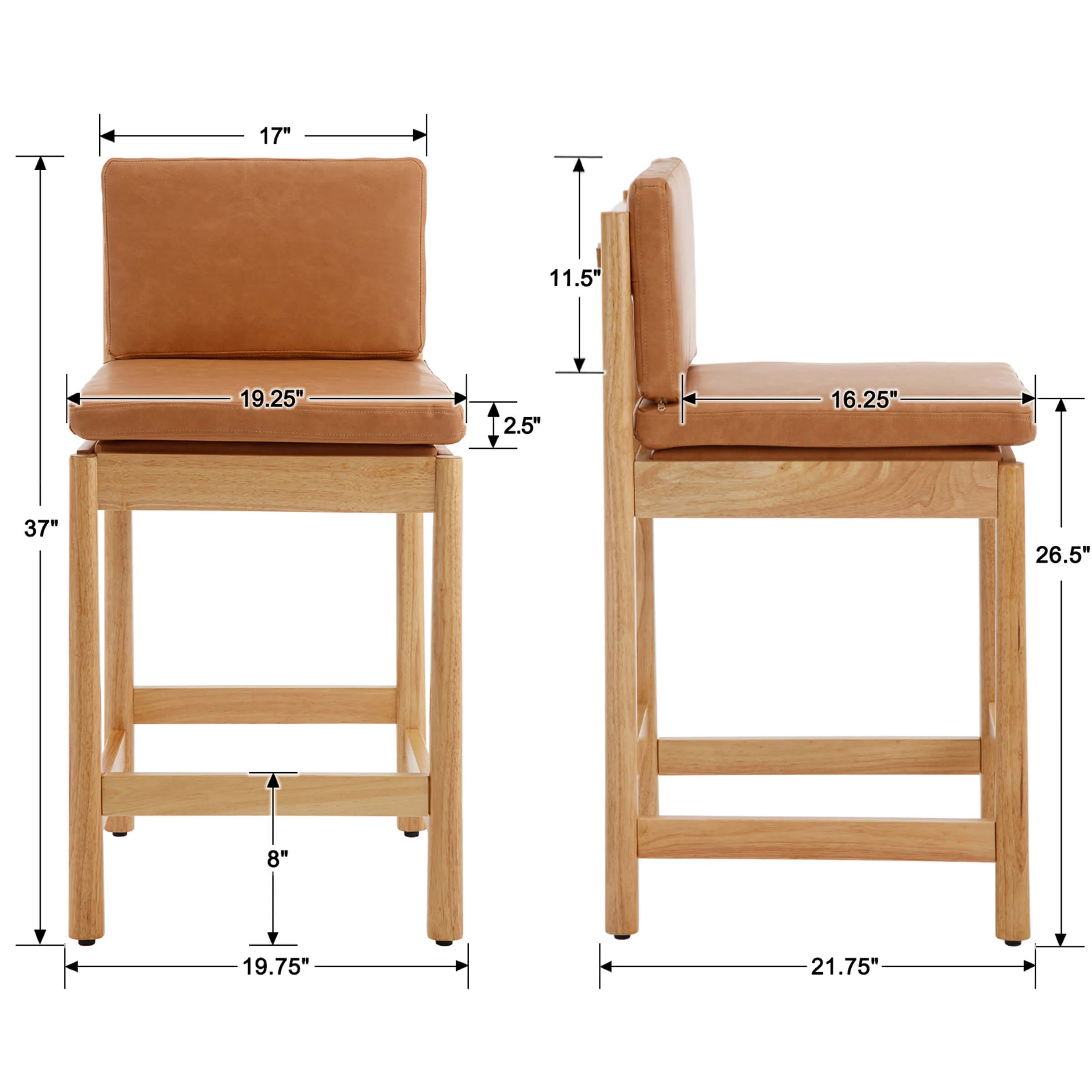 26"H Farmhouse Wood Counter Stools Set of 2 - 5761CS - Image 33