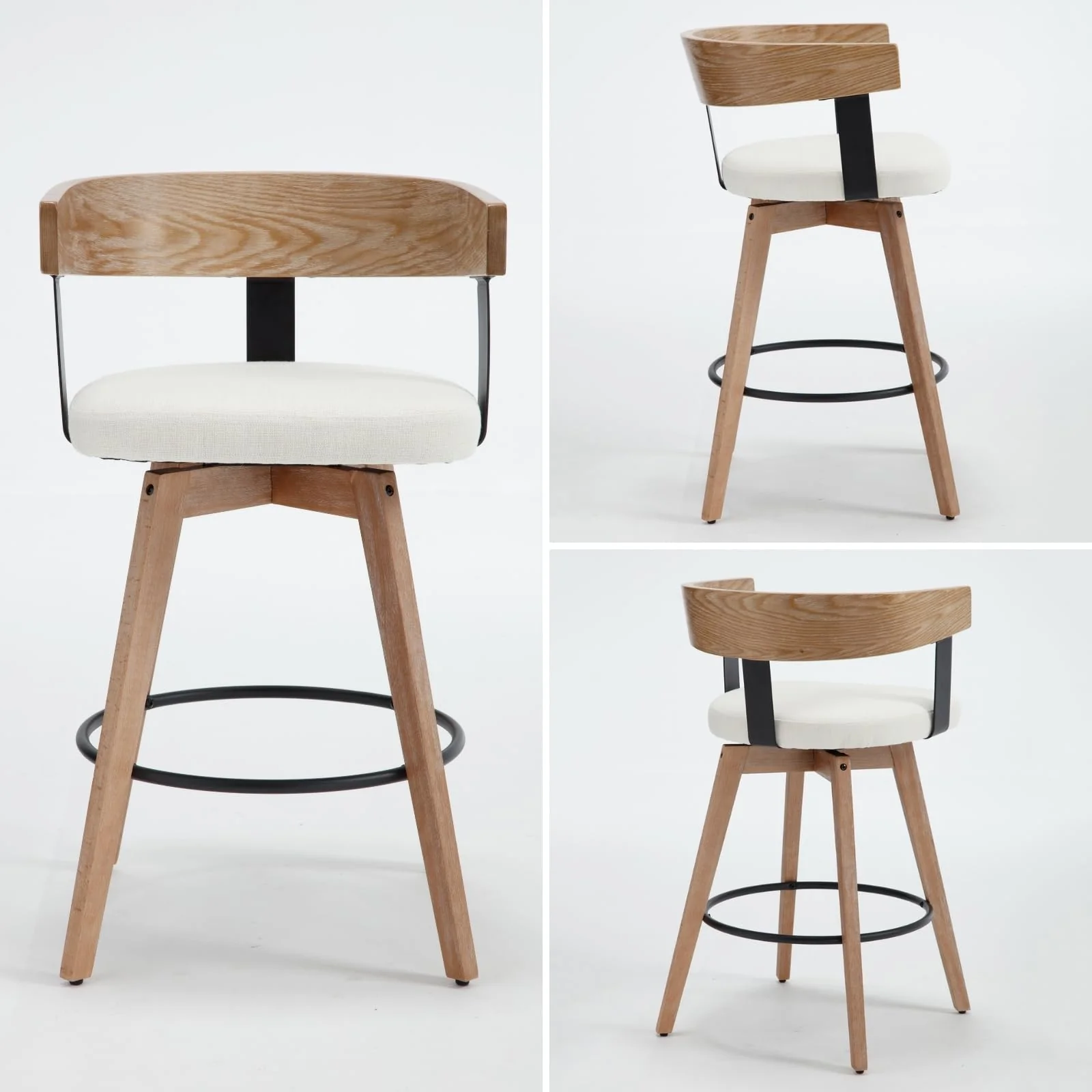 26"H Swivel Wooden Backrest Counter Height Counter Stool - 3193CS - Image 11