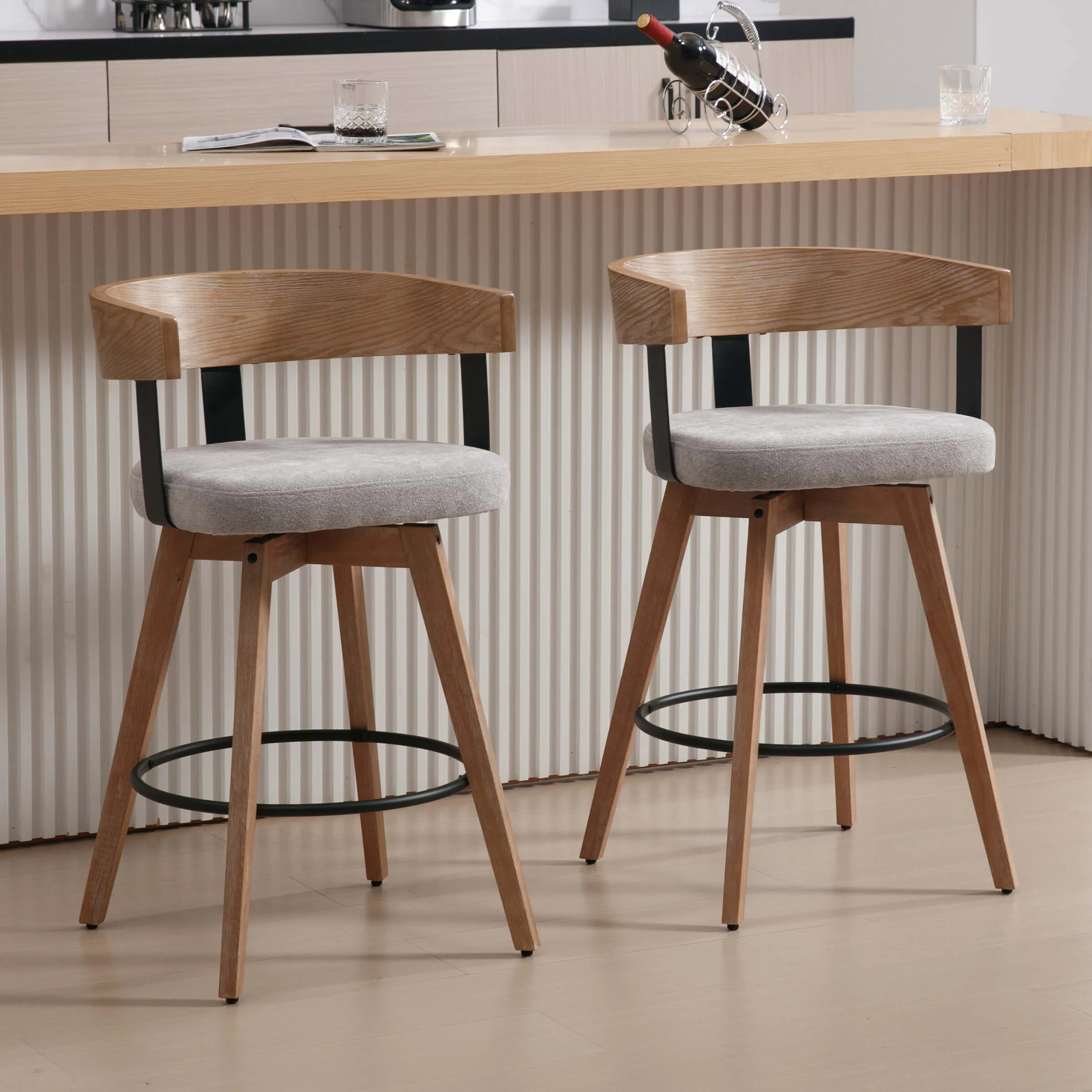 26"H Swivel Wooden Backrest Counter Height Counter Stool - 3193CS - Image 13
